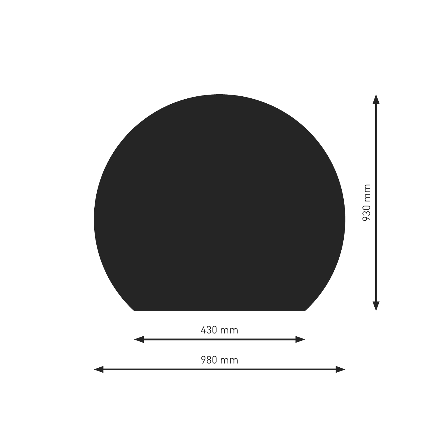 Plaque de sol Raik B7, section circulaire, noir, revêtement en poudre, 980 x 930 mm