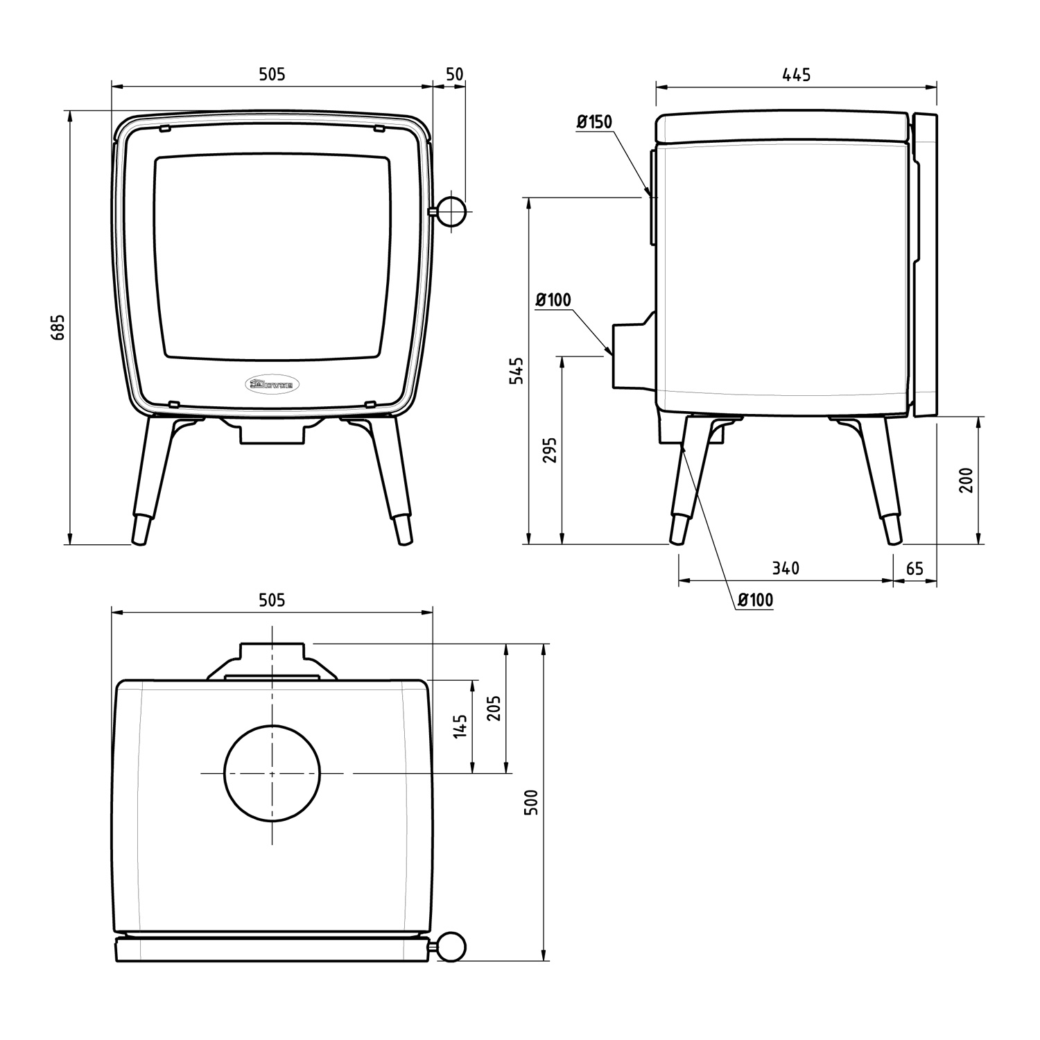 Dovre Vintage 35 poêle à bois en fonte noir, type de construction 1 Dovre Vintage 35 poêle à bois en fonte noir, type de construction 1