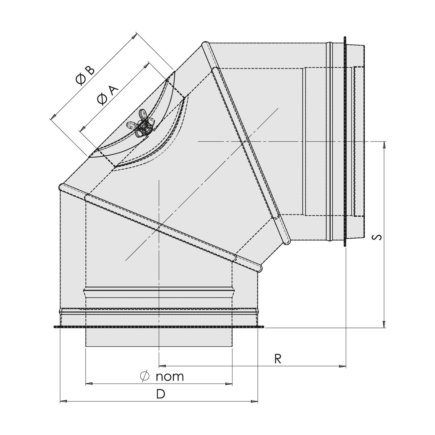 Opsinox conduit de cheminée en acier inoxydable 150mm coude 90° BO9K