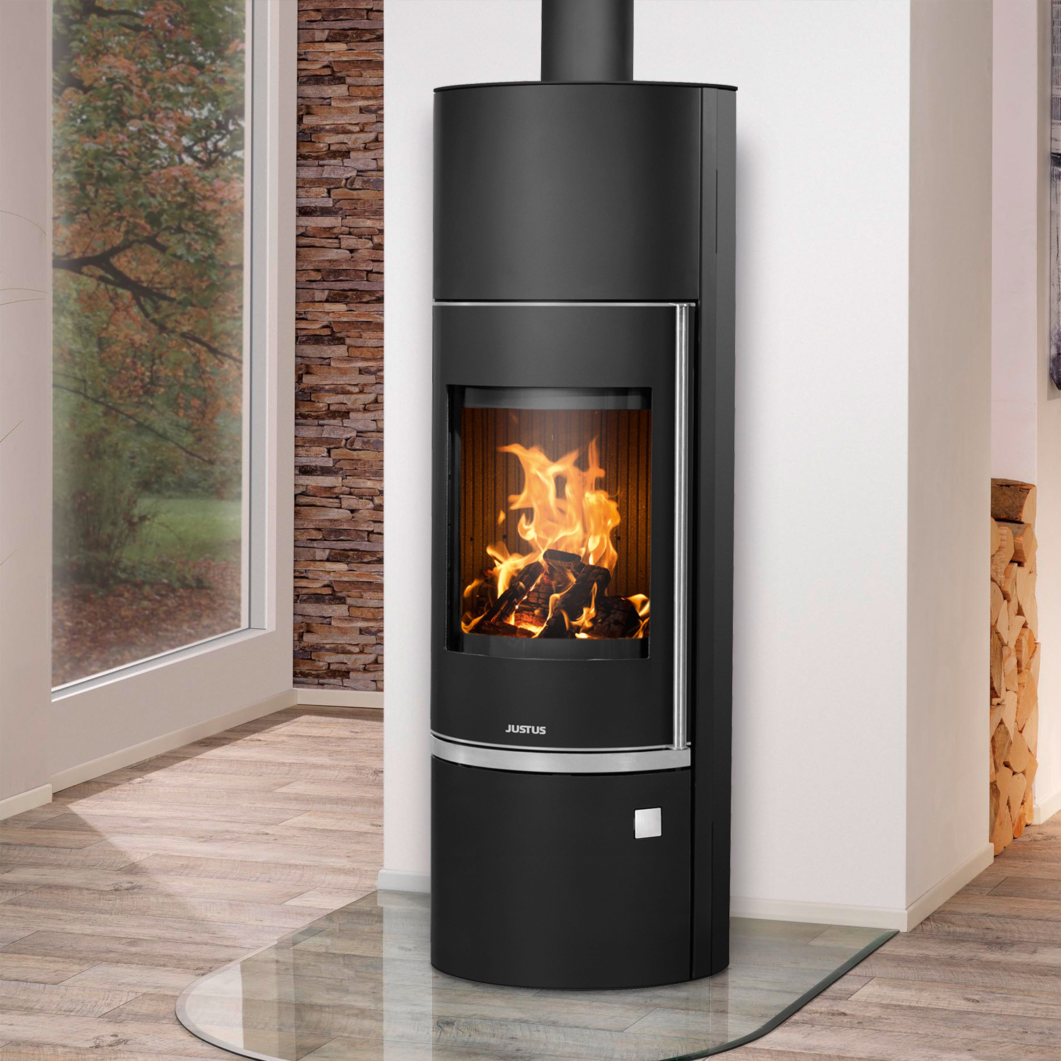 Justus Faro Aqua 2.0 Poêle à bois avec circulation d'eau Acier Noir