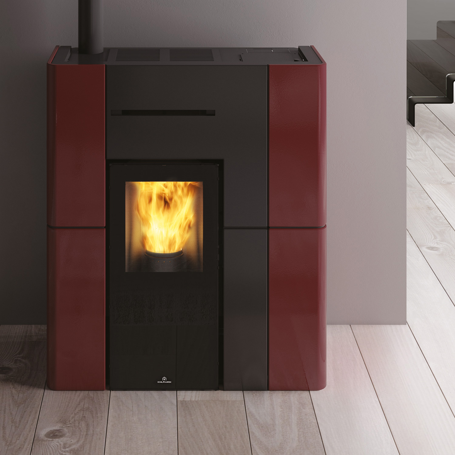 Edilkamin Blade H 15 Evo poêle à granulés bouilleur céramique bordeaux