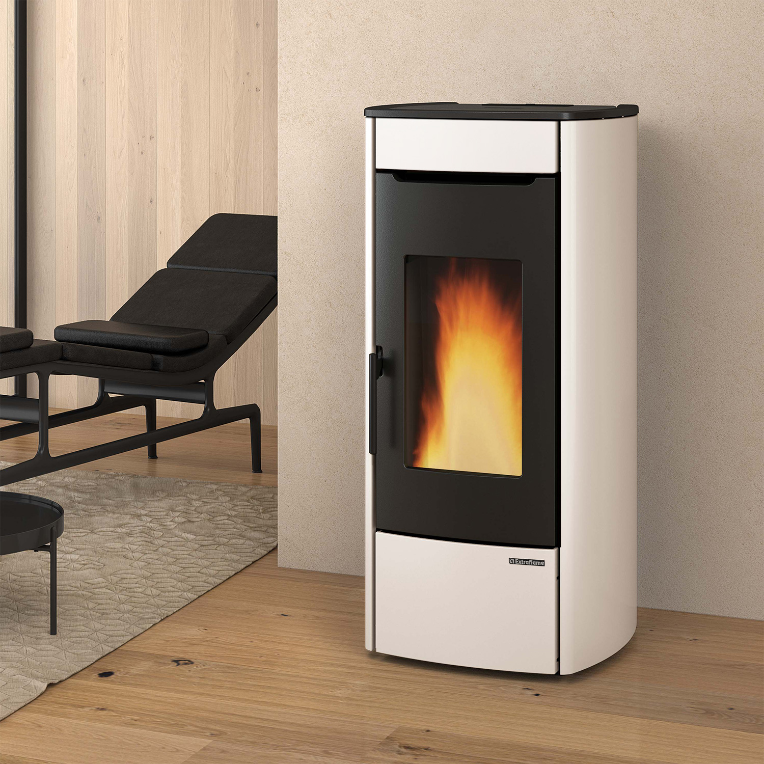 Extraflame Marina Idro H13 poêle à granulés bouilleur acier ivoire