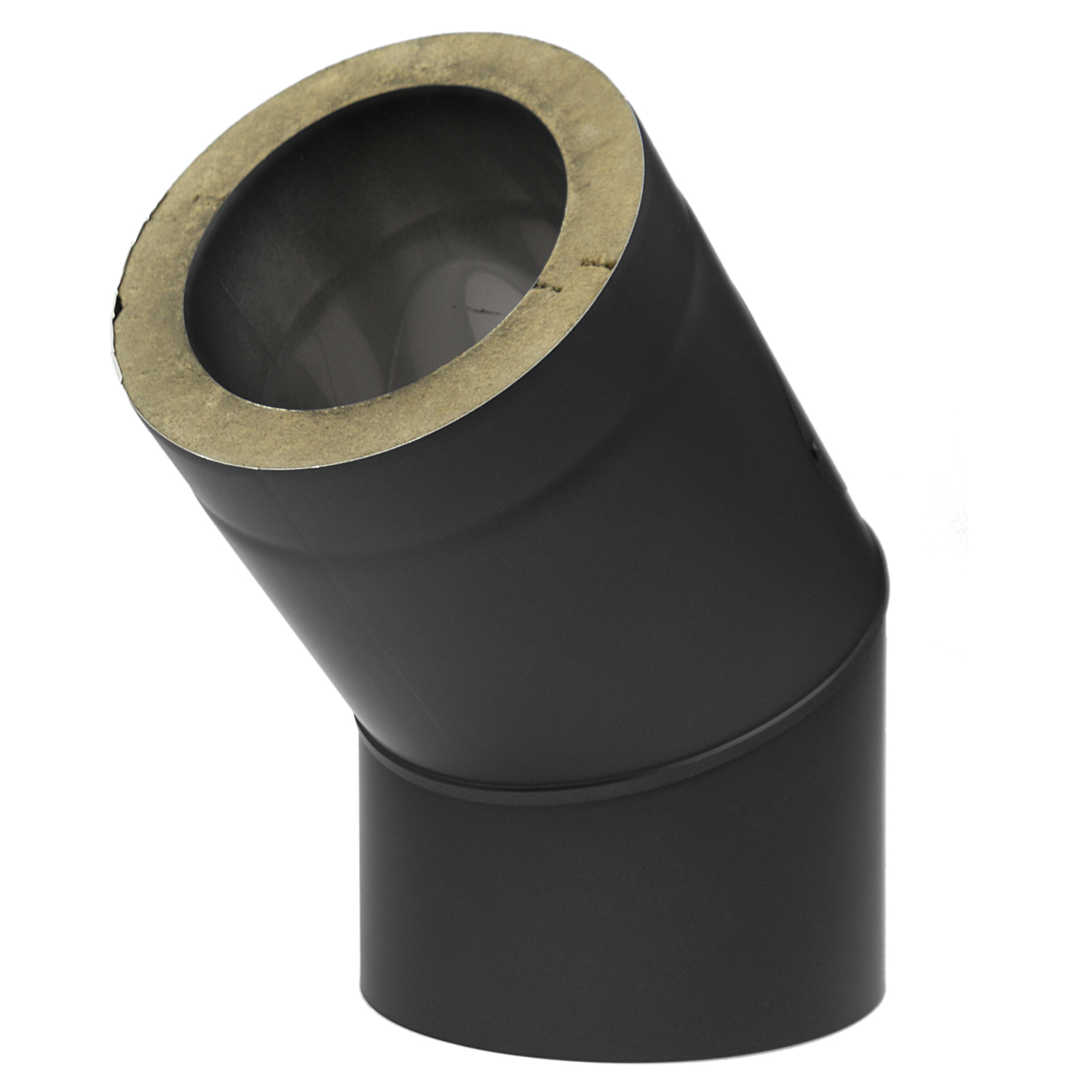 Coude de conduit de fumée Raik / Tuyau de poêle Coltherm double paroi avec isolation, diamètre 150 mm, 45°, noir, avec ouverture de nettoyage. Coude de conduit de fumée Raik / Tuyau de poêle Coltherm double paroi avec isolation, diamètre 150 mm, 45°, noir, avec ouverture de nettoyage.