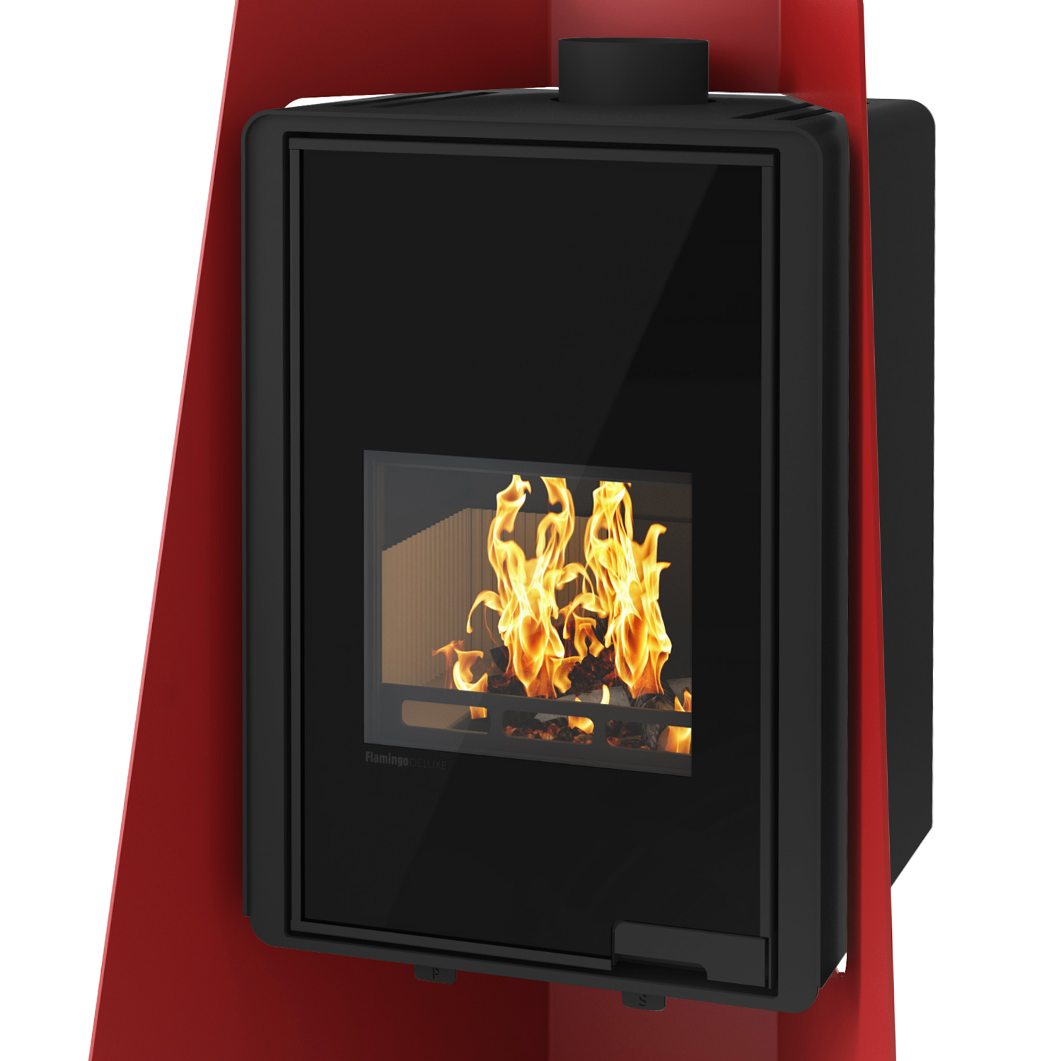 Poêle à bois HS Flamingo Deluxe Island Rouge