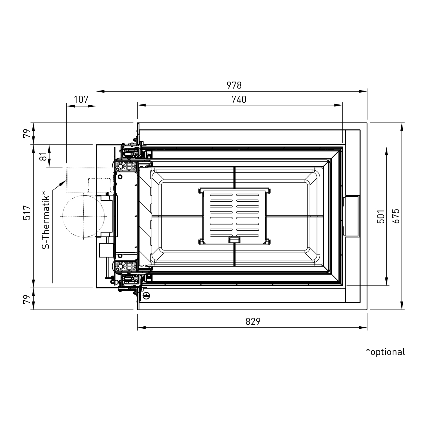 Spartherm Premium Arte U-70h-4S insert de cheminée RRA Ø 250 mm