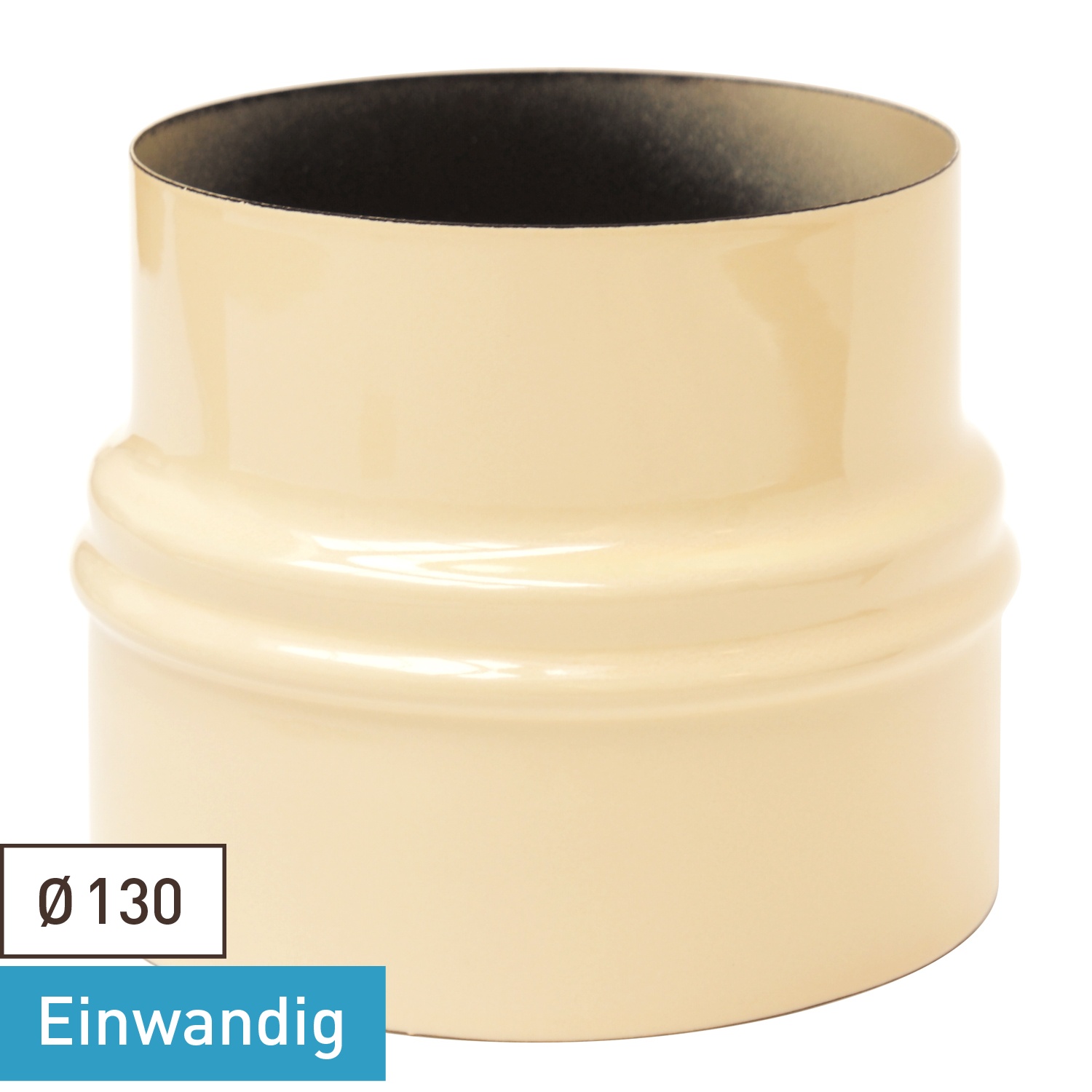 Raik Tuyau de poêle / Tuyau d'évacuation émaillé Extension 130mm - 150mm Ivoire