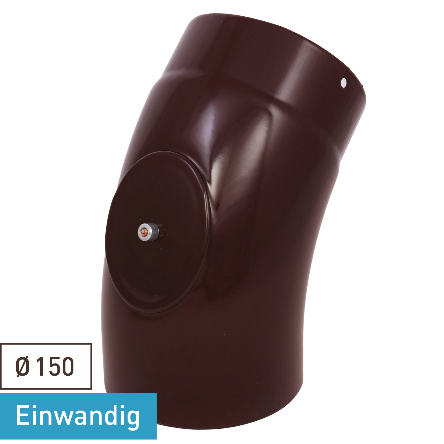 Coude de conduit de fumée / Coude de tuyau de poêle émaillé 150 mm - Coude lisse à 45° marron avec ouverture de nettoyage
