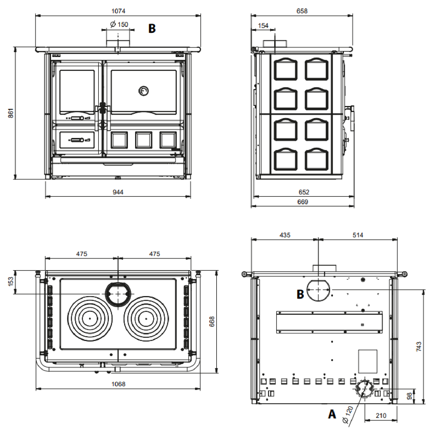 La Nordica Rosa XXL 16 cuisinière à bois Majolica Bordeaux