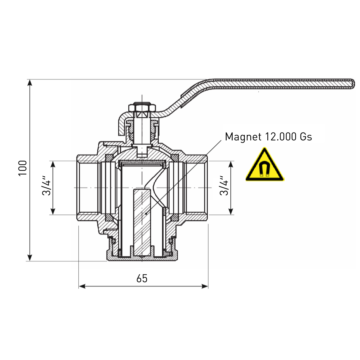 Regulus Filtre à bille magnétique 3/4", vanne à bille avec filtre et aimant