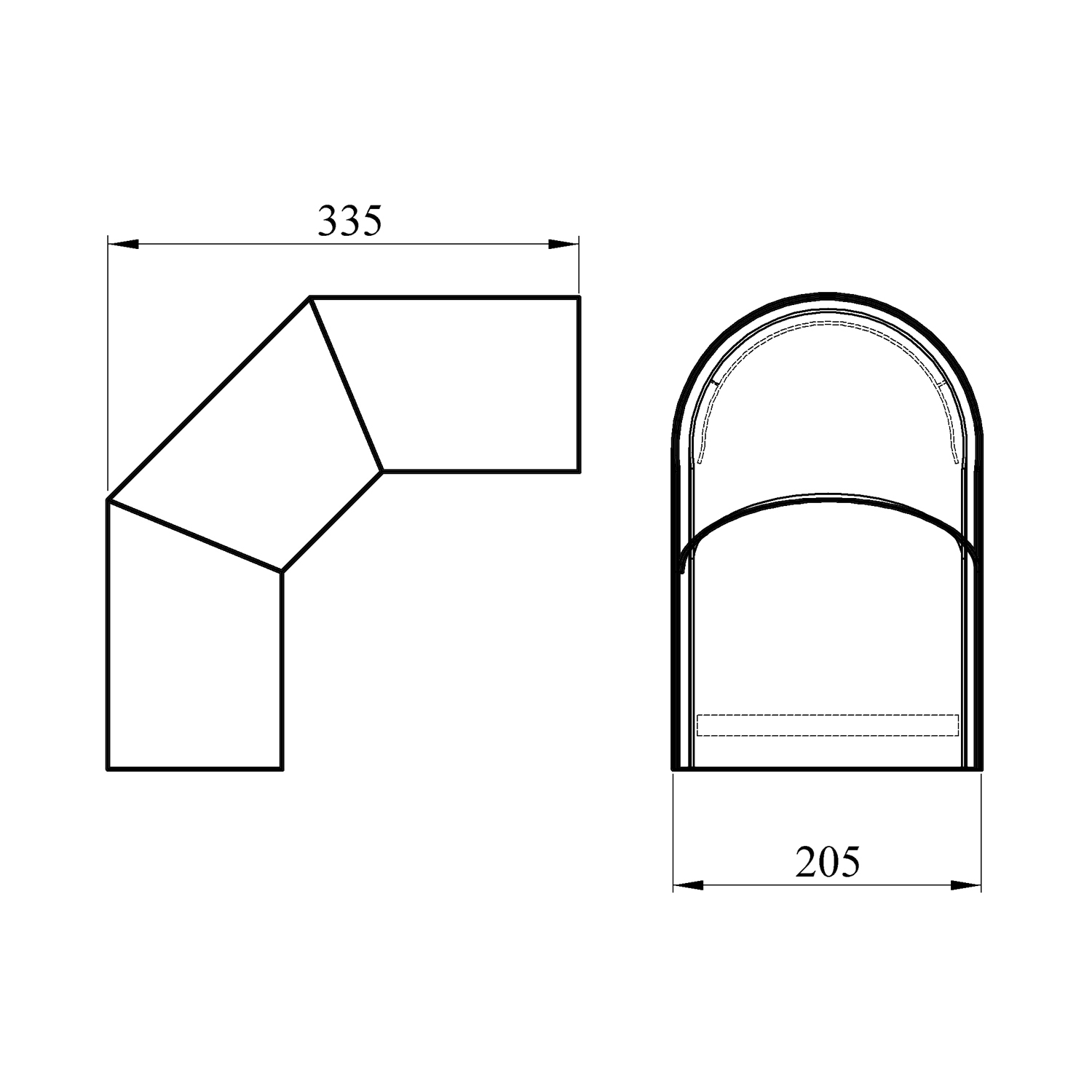 Coude de conduit de fumée / Tuyau de poêle 130mm - Écran thermique double 90° noir