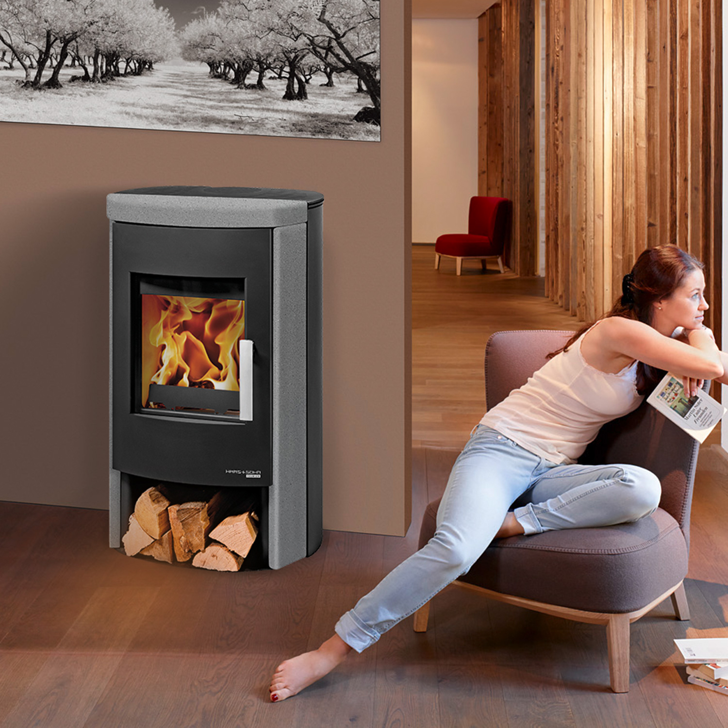 Haas+Sohn Bali easy Poêle à bois Noir Perle / Quartz Gris