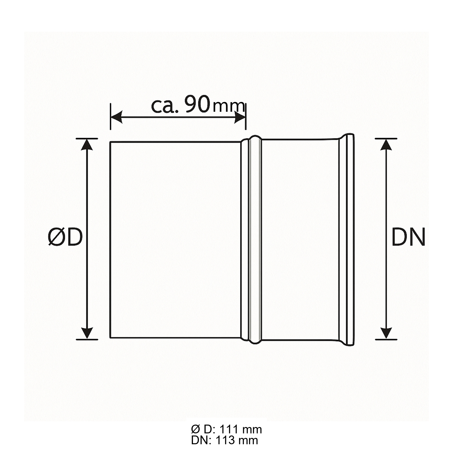 Schiedel PRIMA PLUS raccord chaudière emboîté Ø113 mm simple paroi mat