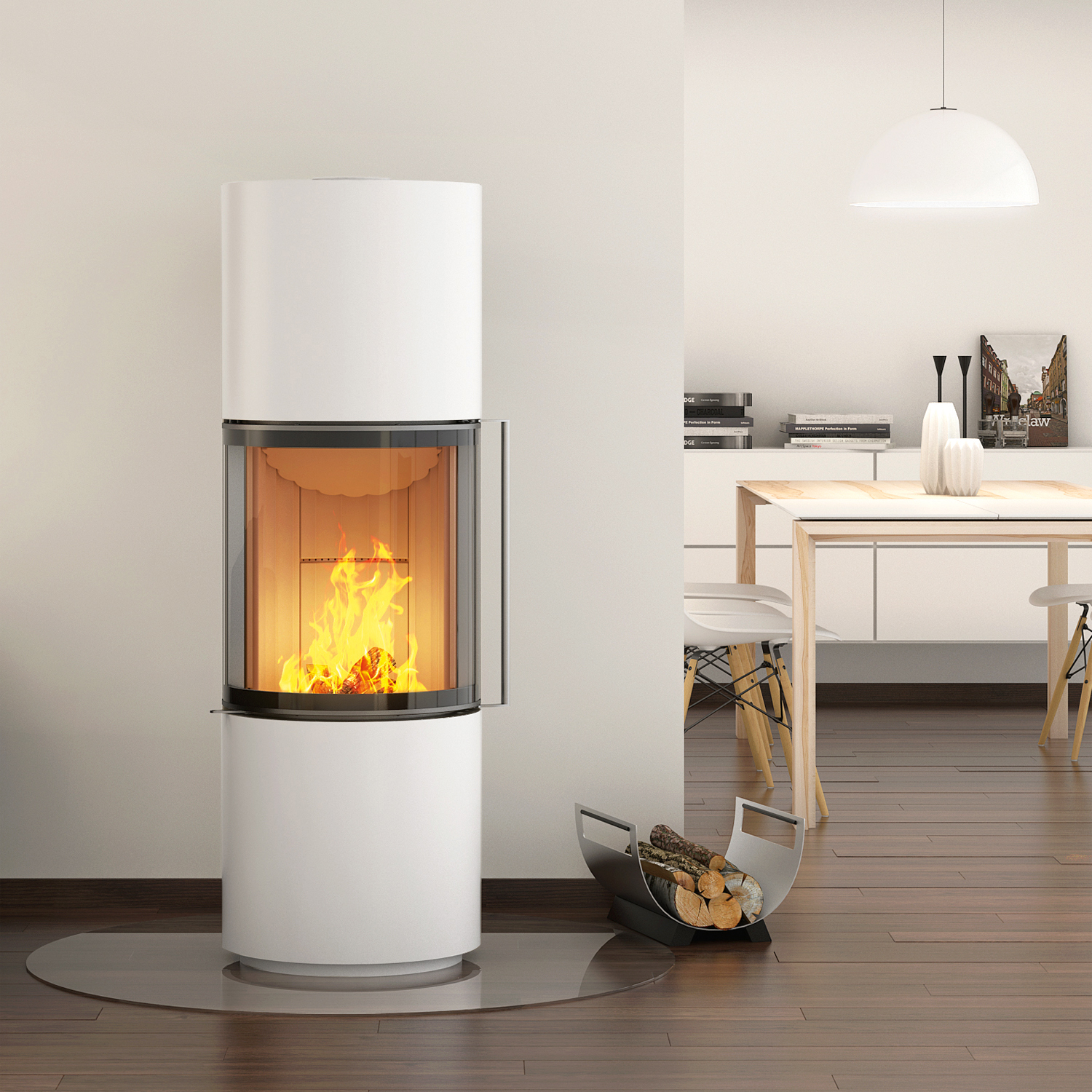 Spartherm Passo S Poêle à bois Blanc + 1 m³ de bois de chauffage gratuit