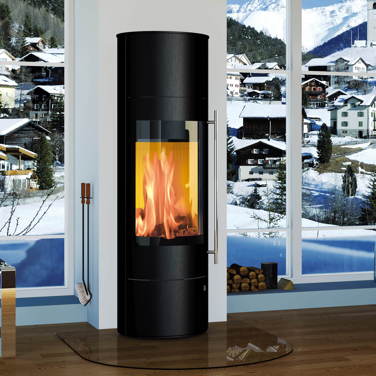 Olsberg Palena PowerBloc! Poêle à bois compact en acier noir