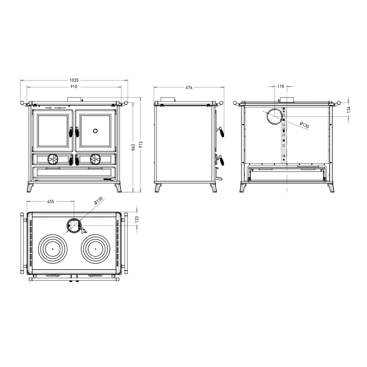 Thermorossi Klara Evo6 cuisinière à bois anthracite