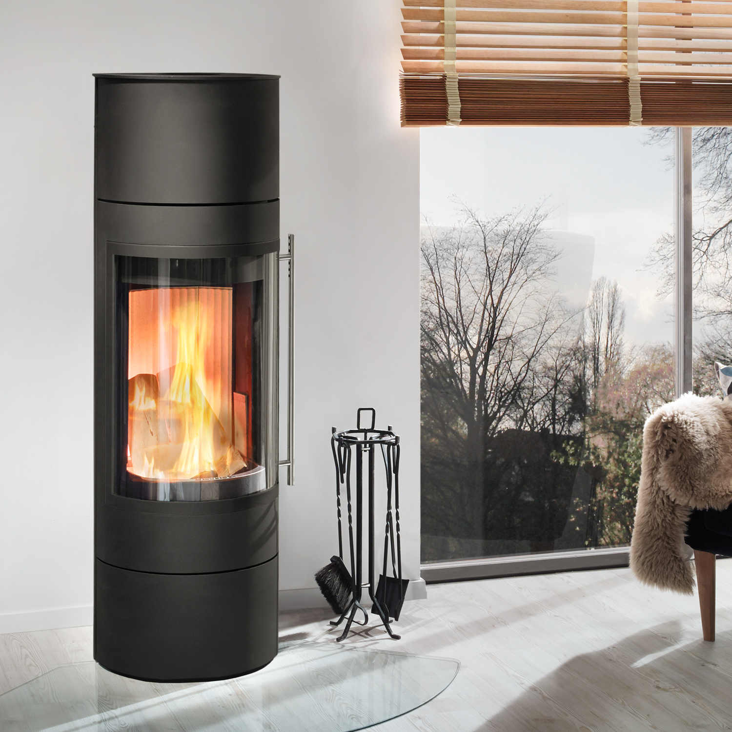 Olsberg Pular PowerBloc! Poêle à bois compact noir avec cadre décoratif laqué