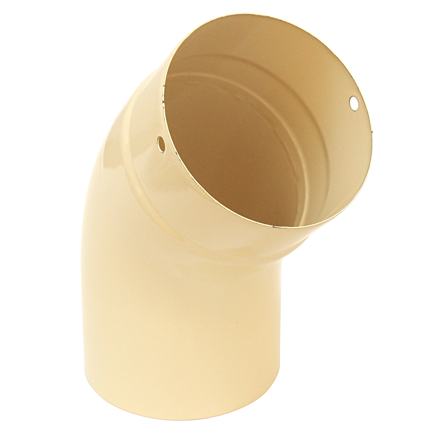 Coude de conduit de fumée / Coude de tuyau de poêle émaillé 150 mm - Coude 45° lisse ivoire avec ouverture de nettoyage