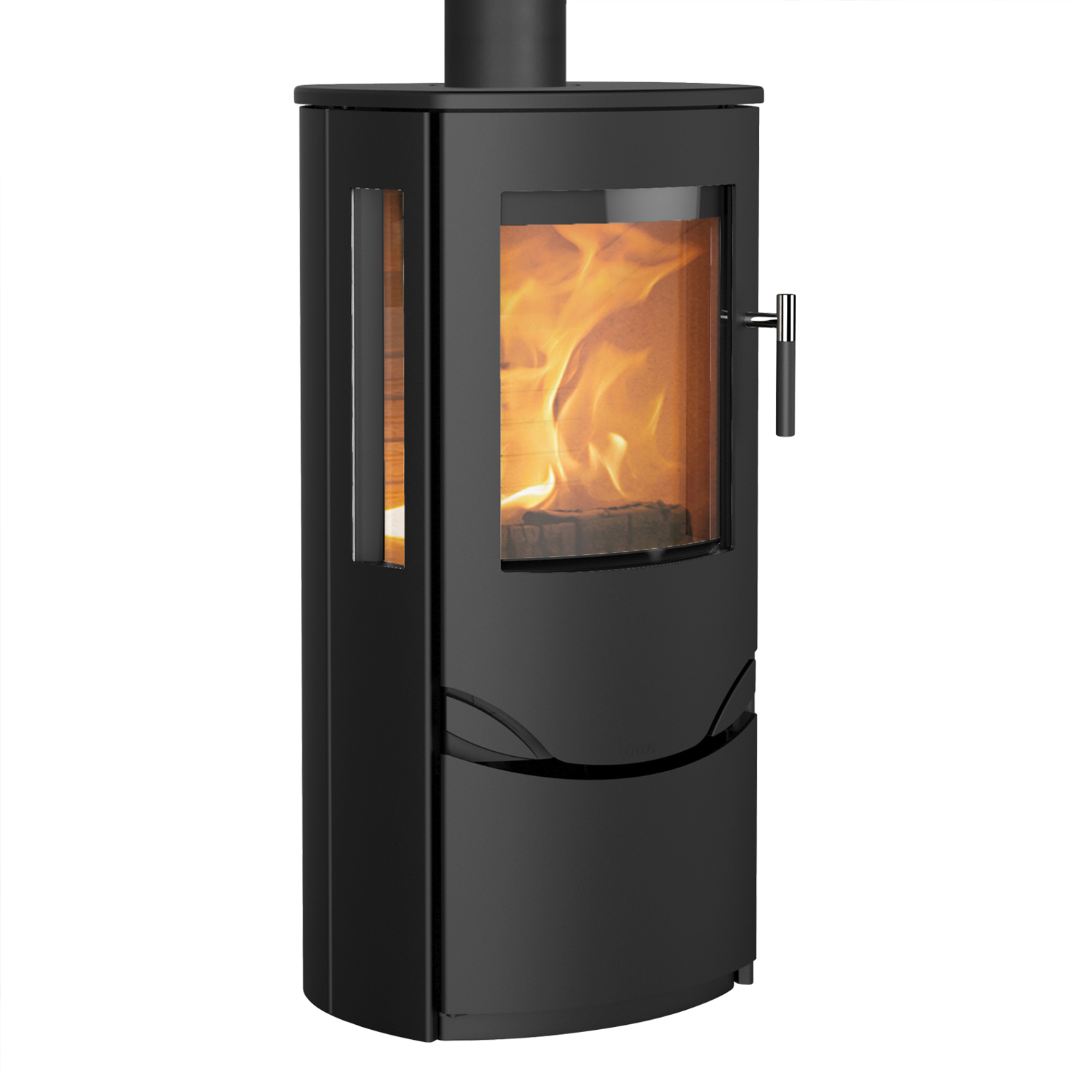 Lotus Prio 6 Poêle à bois Acier Noir / Vitre latérale, RR arrière ou RR supérieur
