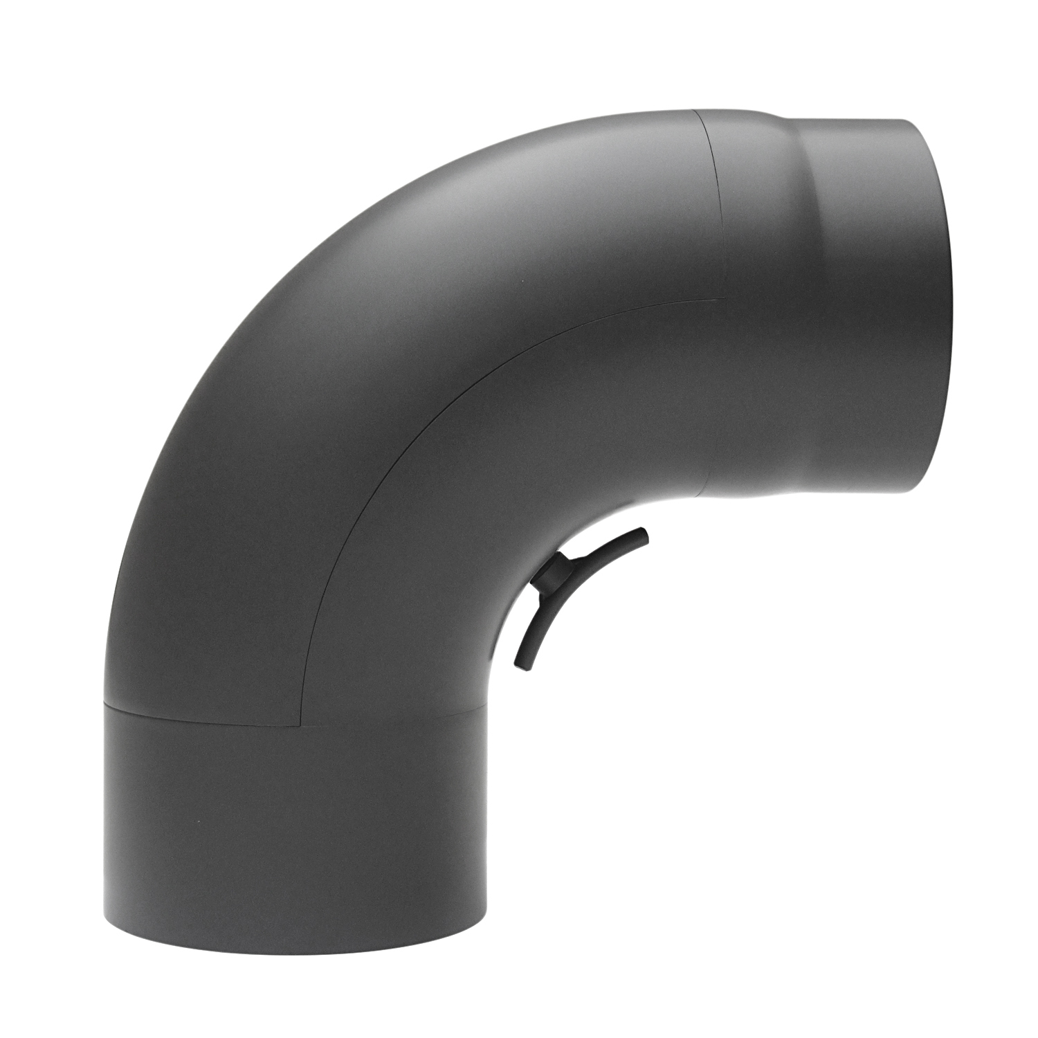 Raik Basic coude de tuyau de fumée 150mm gris fonte 90° tiré avec porte pour tuyau de fumée / conduit de fumée