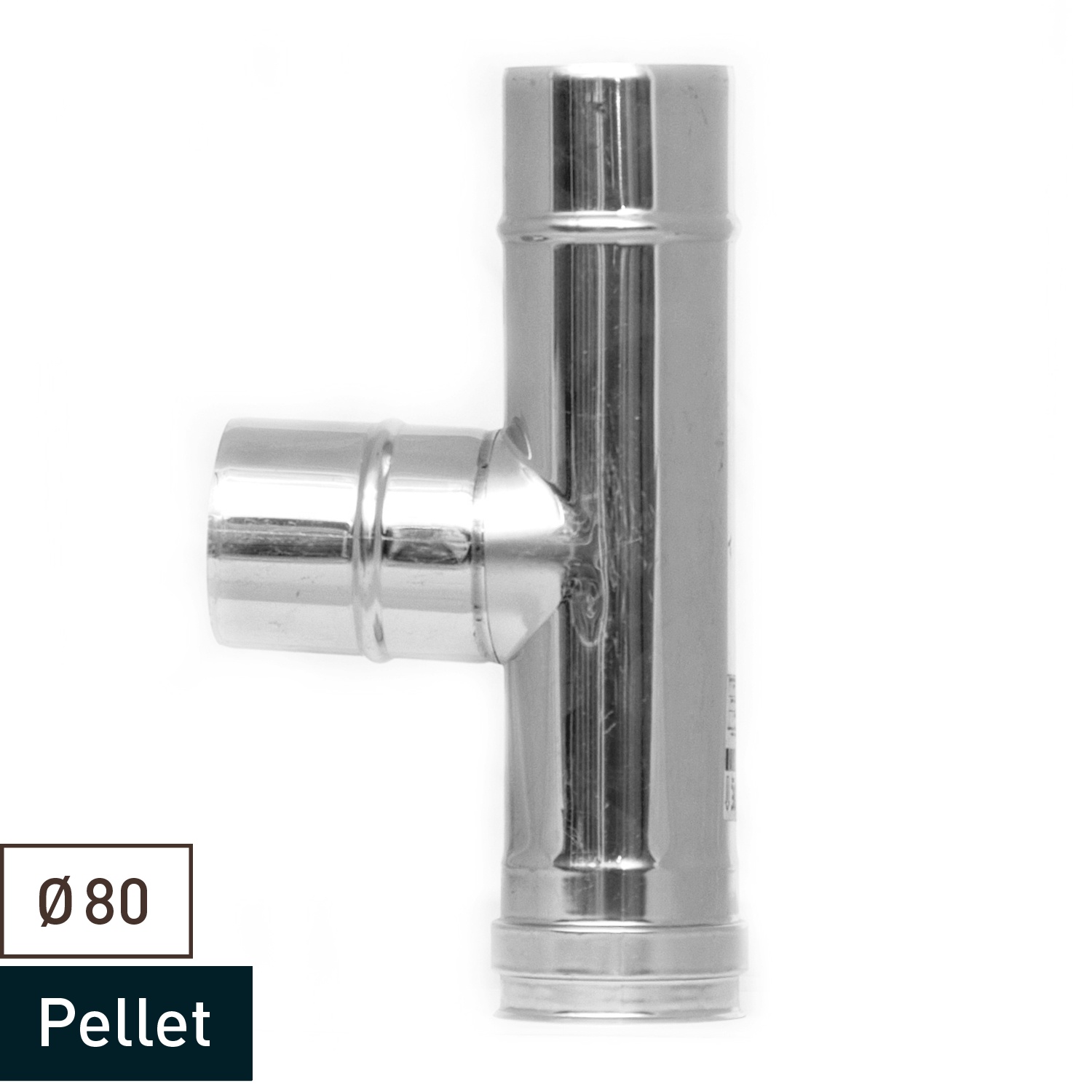 Raik Tuyau de Poêle / Conduit de Fumée 80mm - Coude à Capsule (Té) INOX