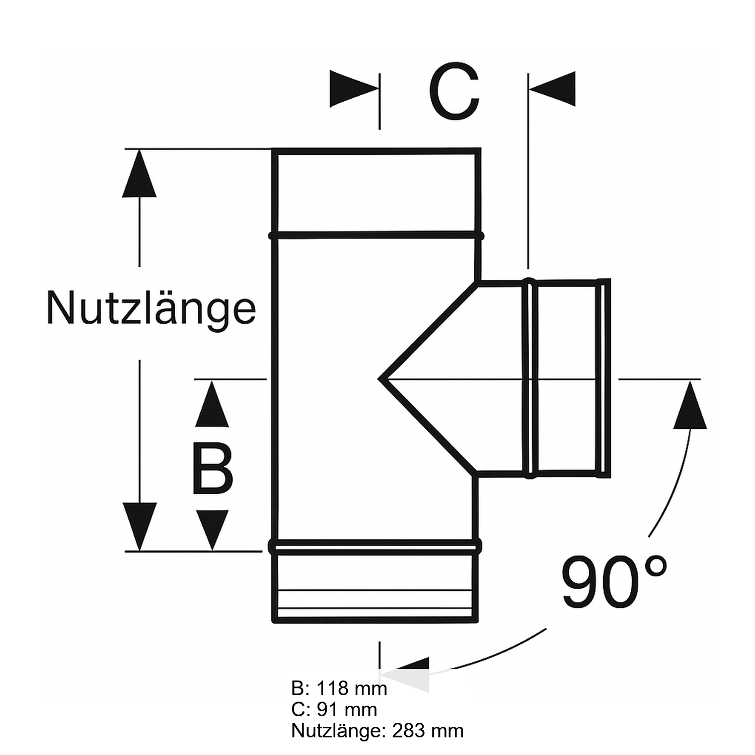 Schiedel PRIMA PLUS raccordement tuyaux 90° Ø113 mm simple paroi mat
