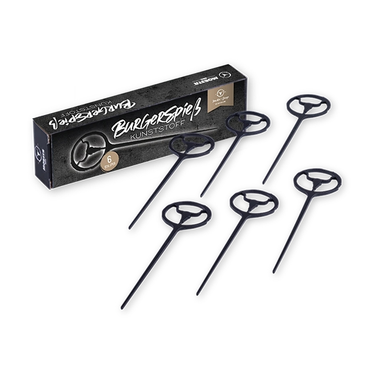 Moesta brochette à hamburger plastique noir lot de 6 Moesta brochette à hamburger plastique noir lot de 6