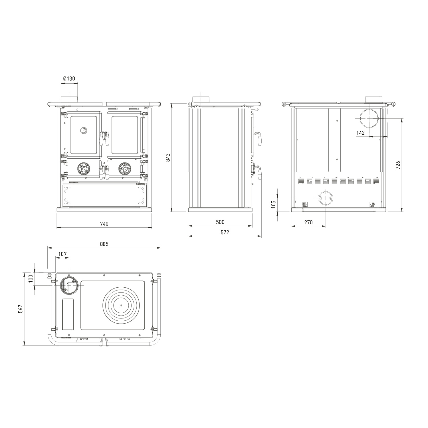 La Nordica Rosetta SX.16 Steel cuisinière à bois acier anthracite-noir