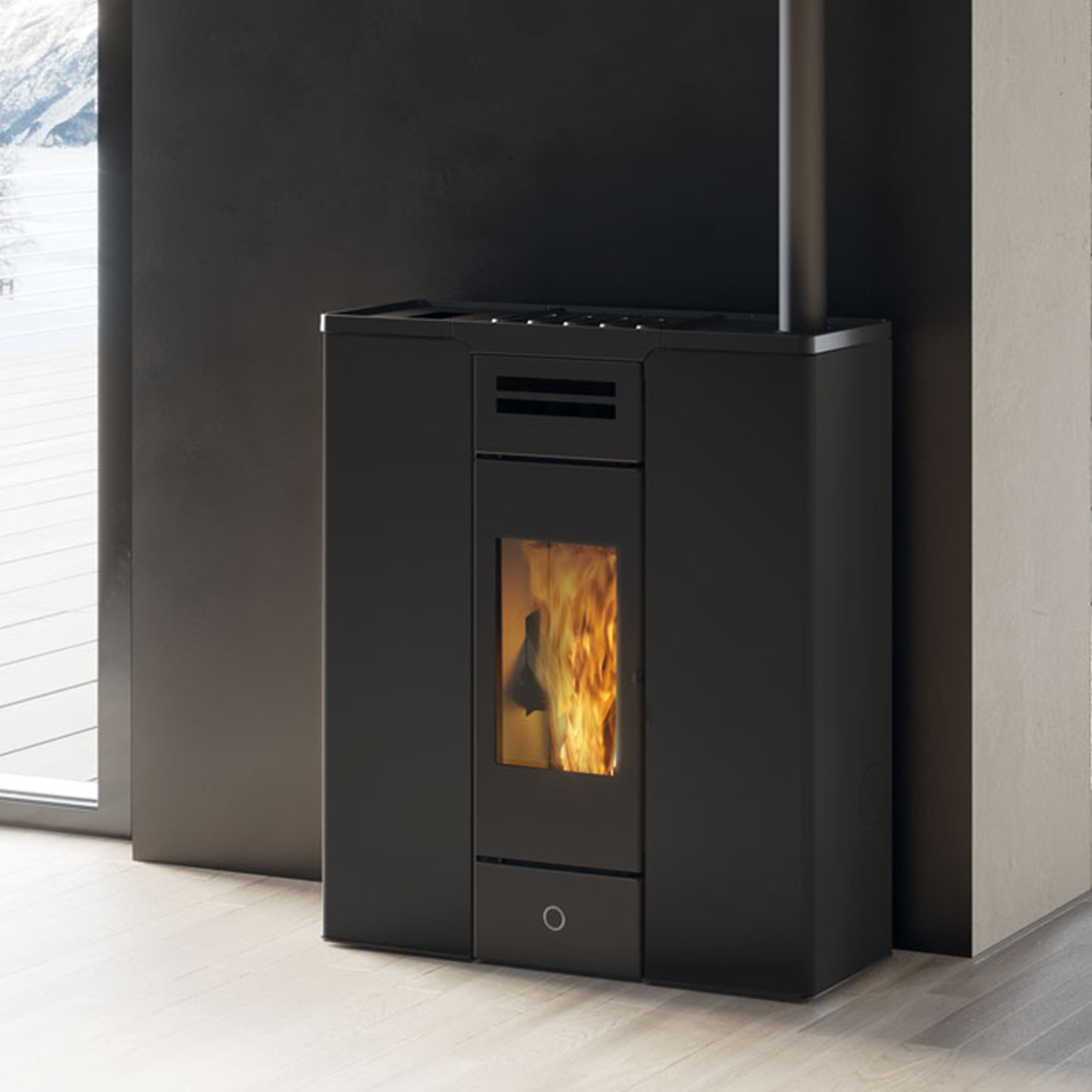 EK63 Entity 90+ Evo Poêle à granulés acier noir