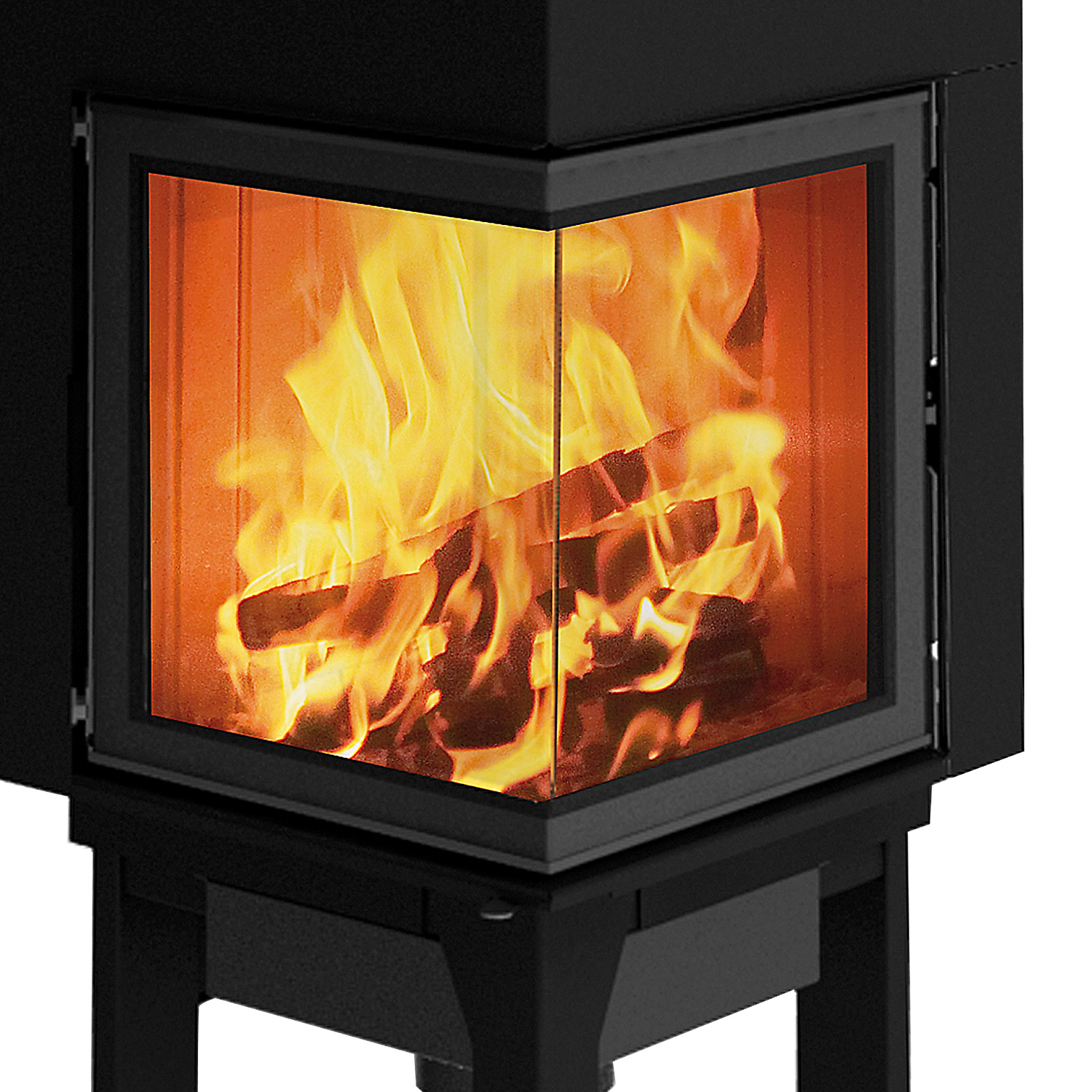 Edilkamin Windo2 50 insert de cheminée d'angle avec ventilation par soufflerie