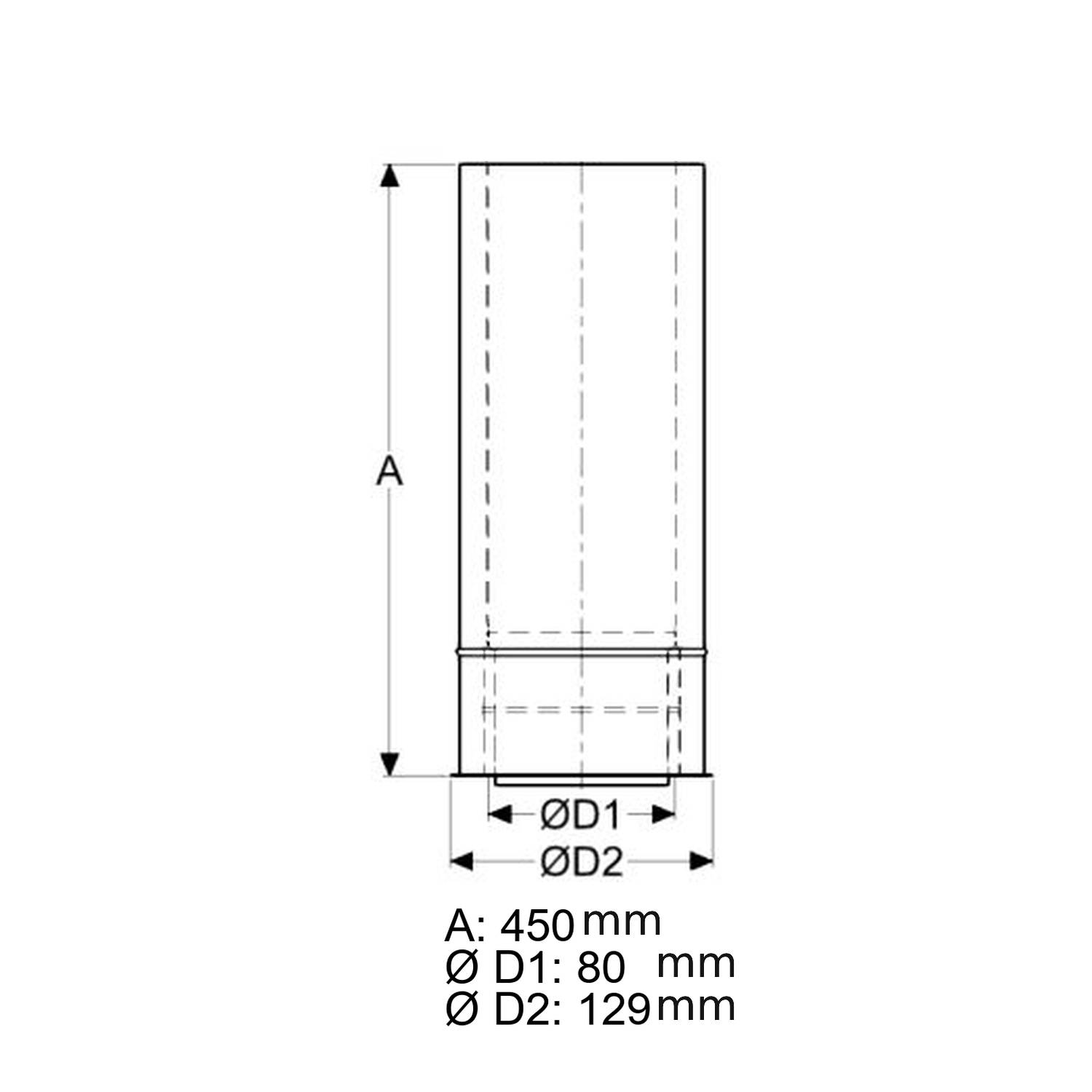 Schiedel double paroi d’embouchure Ø80 isolé, raccourcissable pour ICS Ø130 mm double paroi brillant