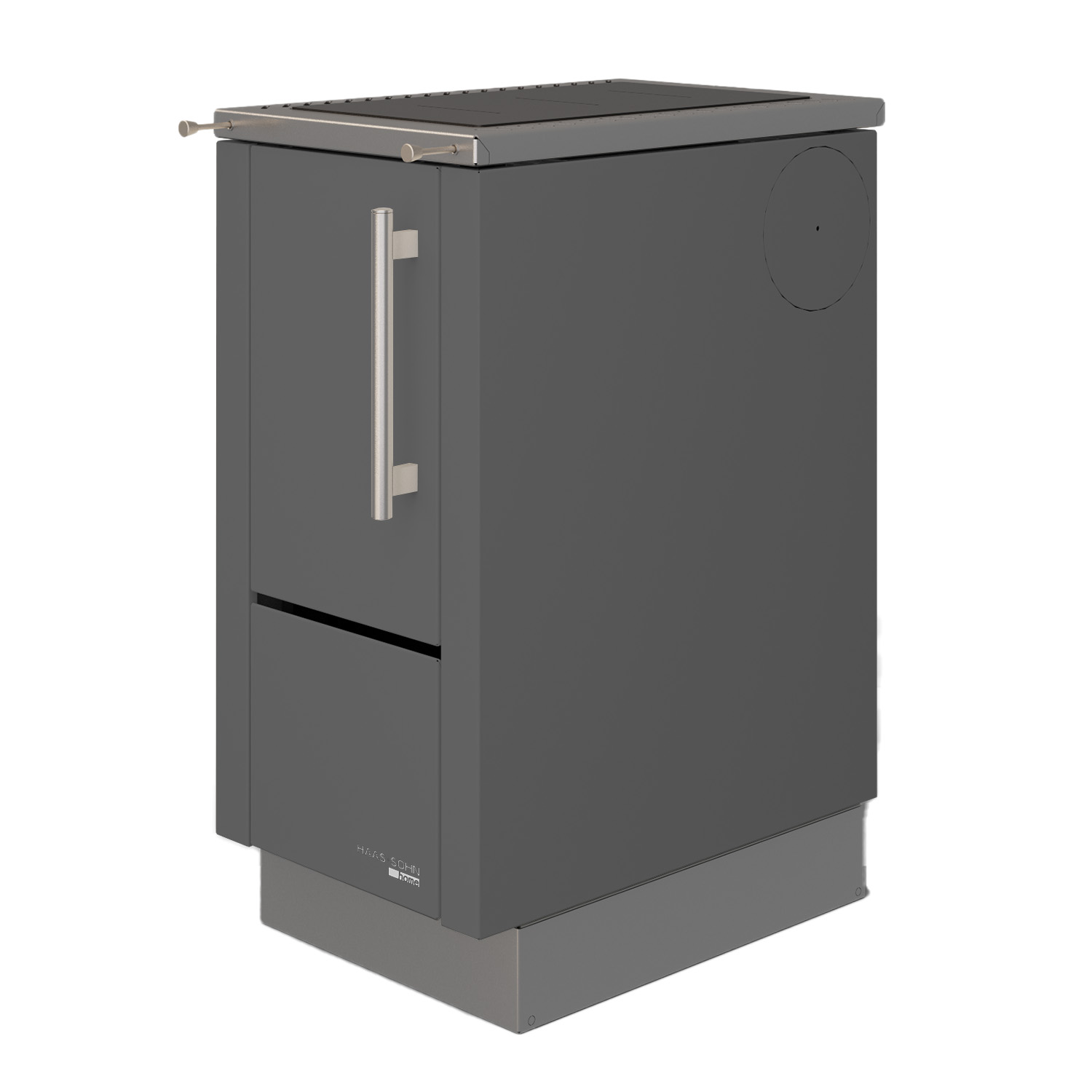 Haas+Sohn HS 40 sans vitre cuisinière à bois anthracite cadre de cuisinière acier inoxydable plaque de cuisson en acier