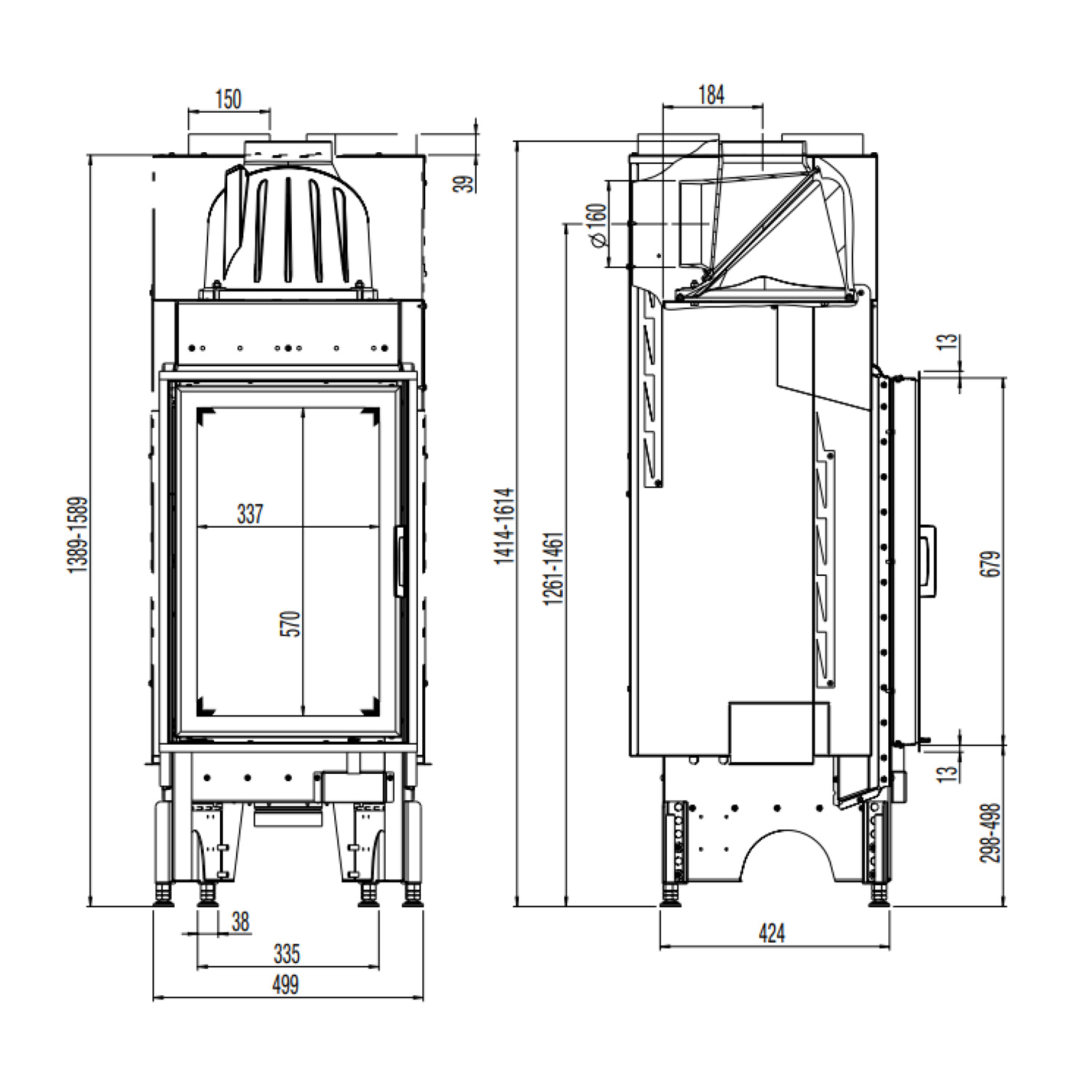 Austroflamm 45x68 K 2.0 Insert de cheminée