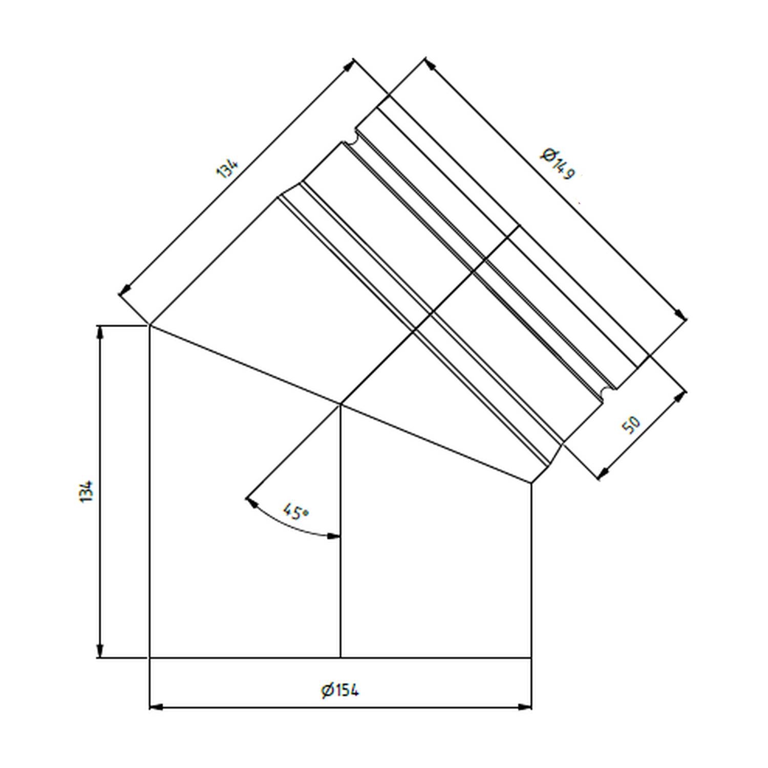 Raik Bogen LS diamètre 150/45° rétréci 2-pièces noir