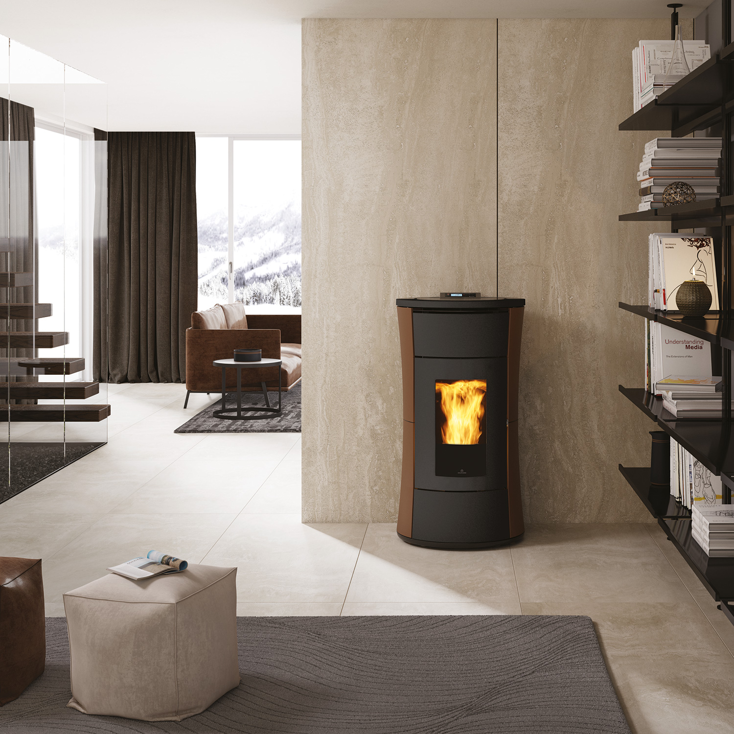 Edilkamin Cherie H 14 Evo poêle à granulés bouilleur acier bronze