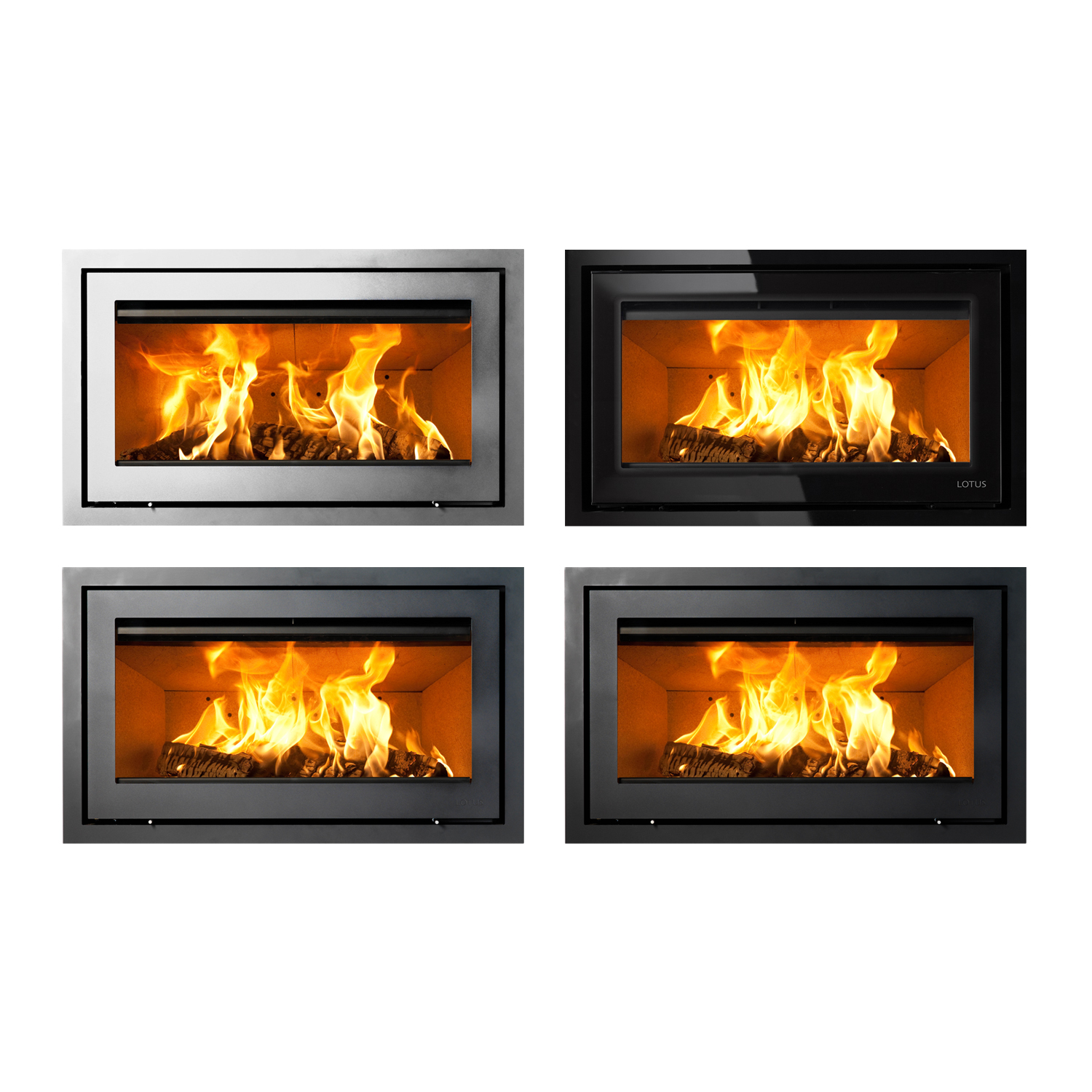 Lotus H570 W insert de cheminée à bois Black Magic / Charnières à gauche