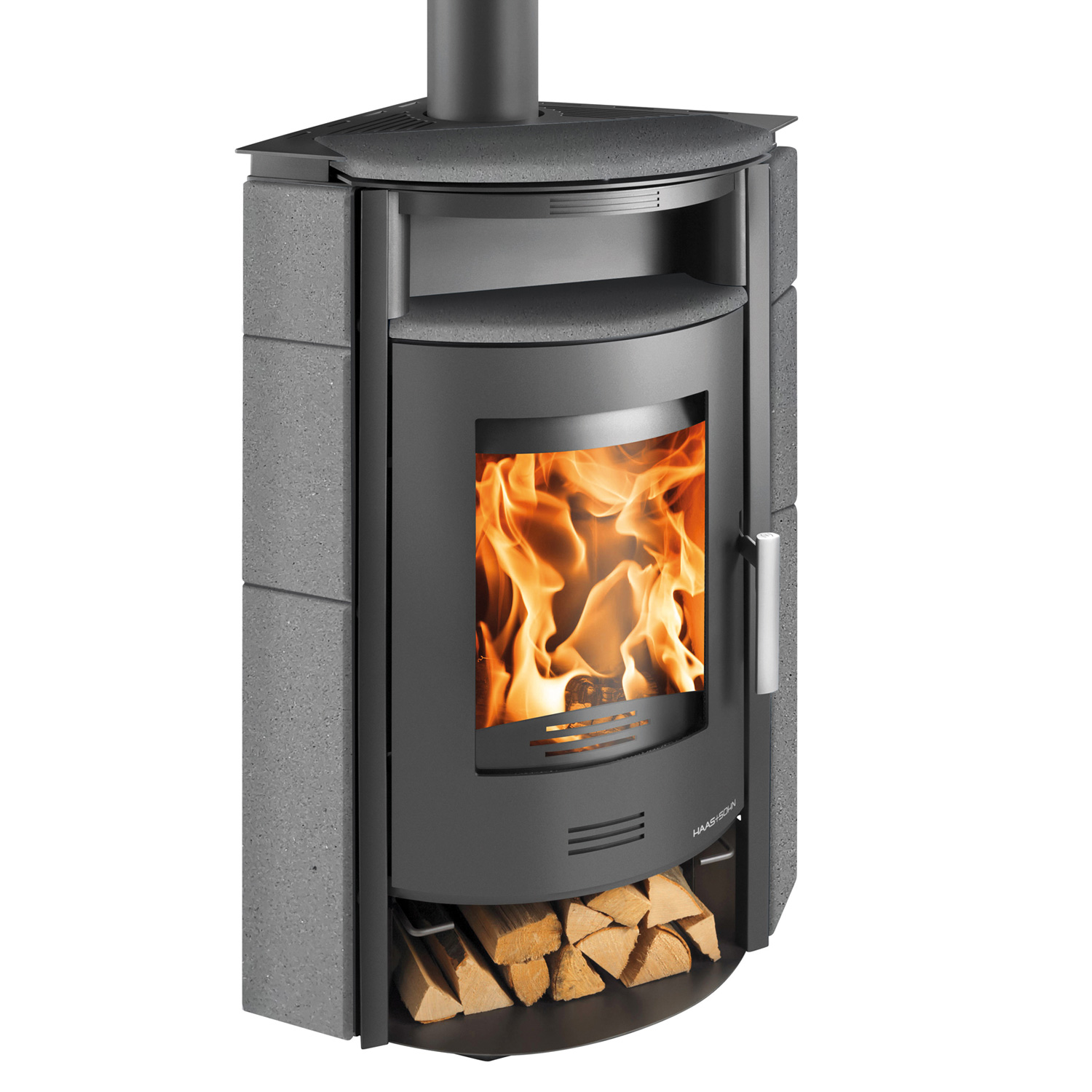 Haas+Sohn Kuopio II Poêle à bois anthracite perle / quartz gris