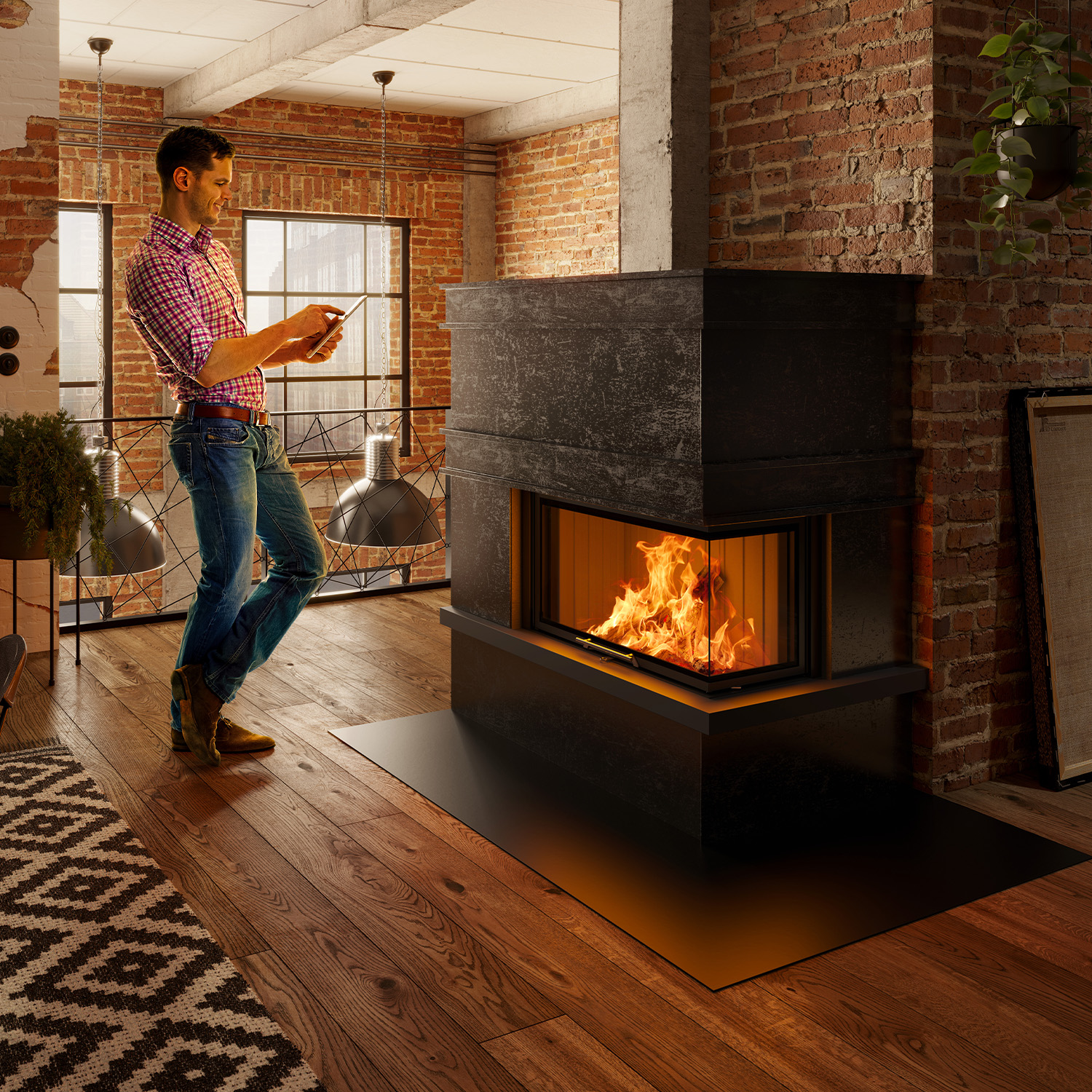 Spartherm Varia 2R-80h 2.0 Insert de cheminée d'angle