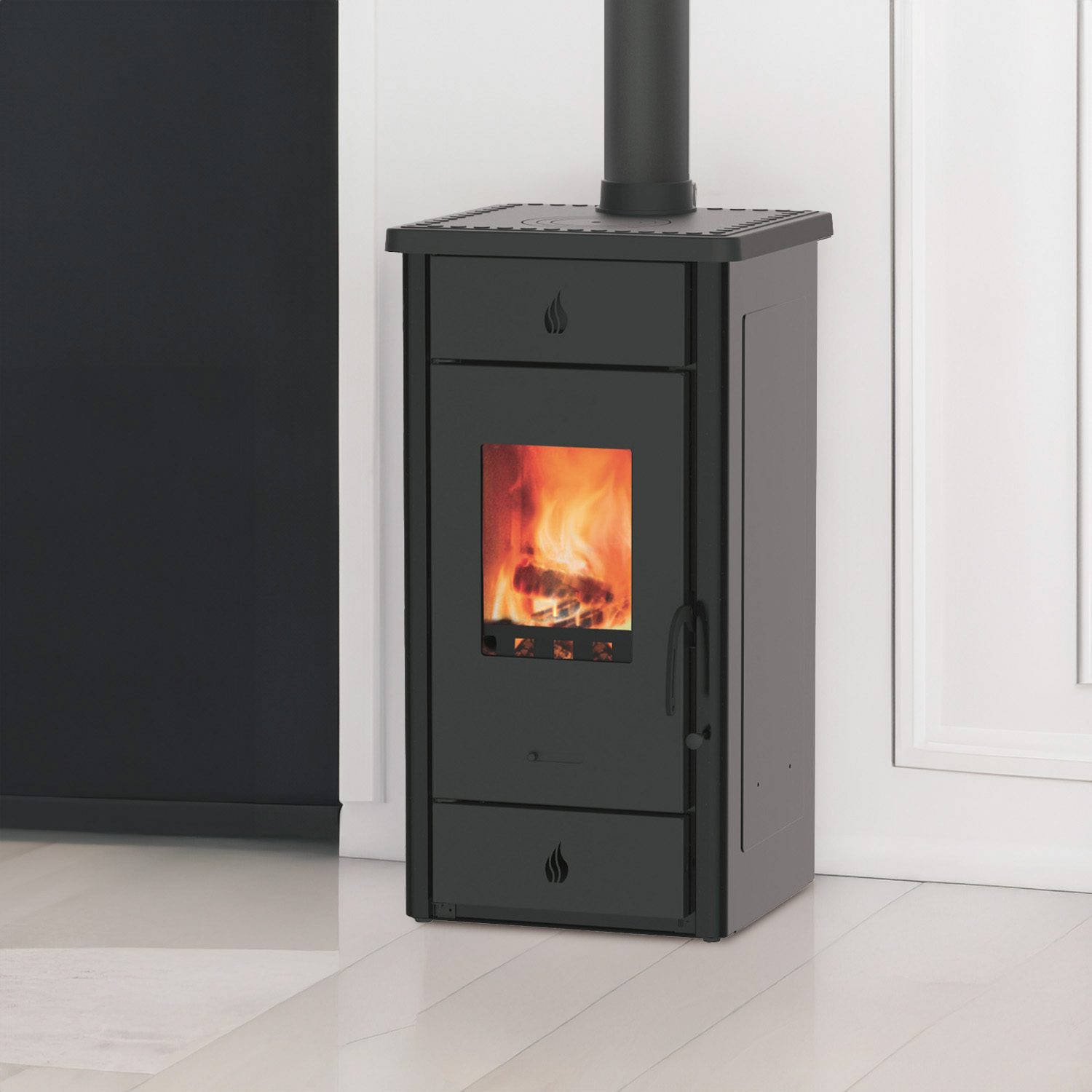 Wamsler Luke Poêle à bois Acier Anthracite avec plaque de cuisson