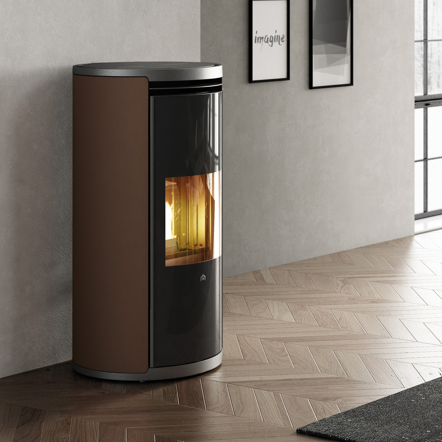 Edilkamin Evia2 Up 2024 poêle à granulés verre / acier bronze