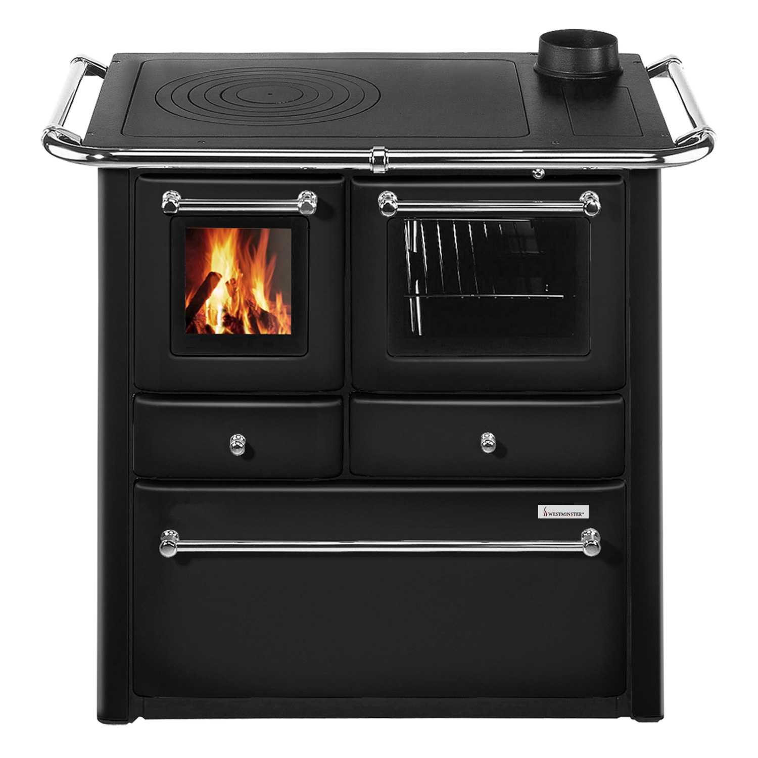 Wamsler K 85 F Poêle de cuisine en acier anthracite, compartiment de cuisson à droite