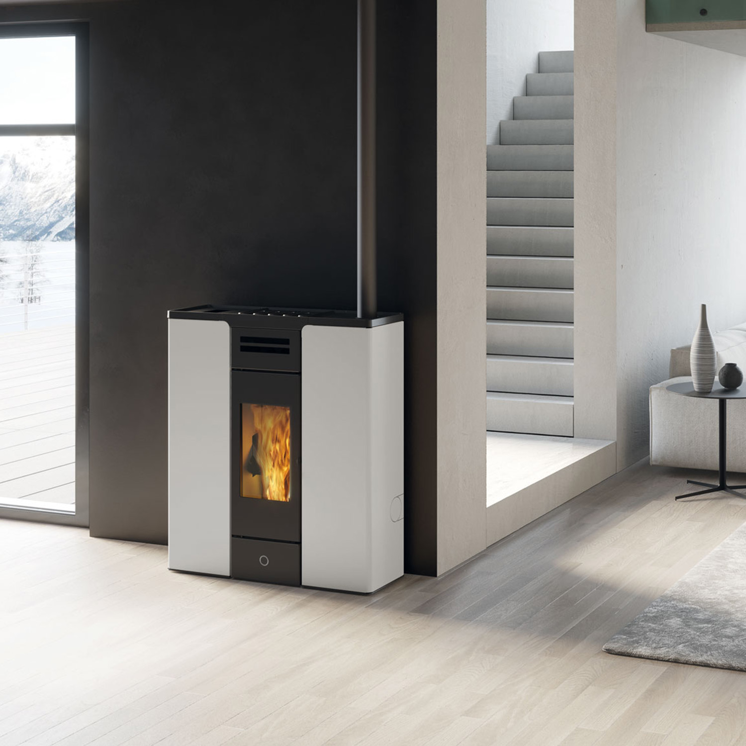 EK63 Entity 90+ Evo Poêle à granulés acier blanc