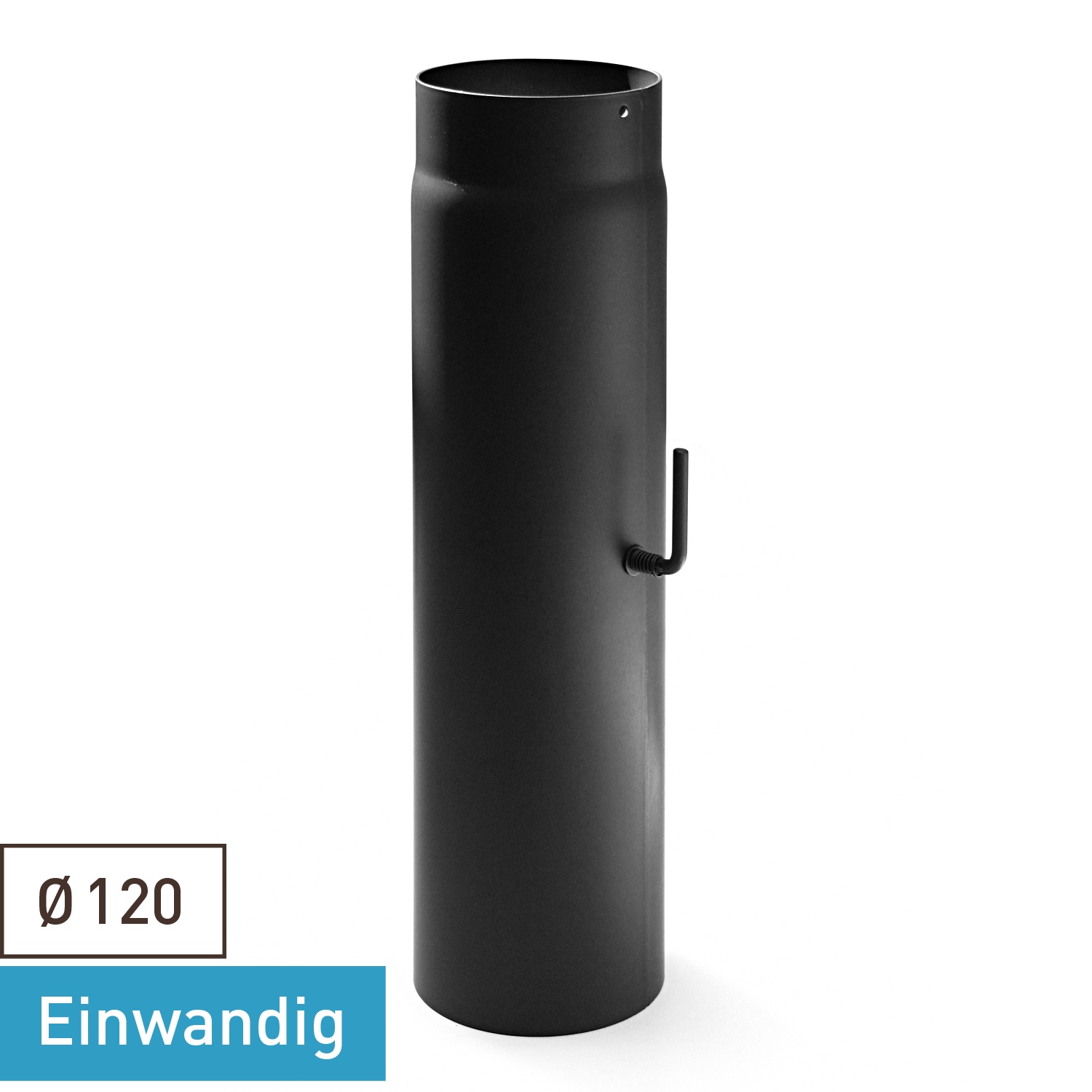 Raik Basic régulation de tirage 120mm noir L: 500mm pour tuyau de fumée / conduit de fumée