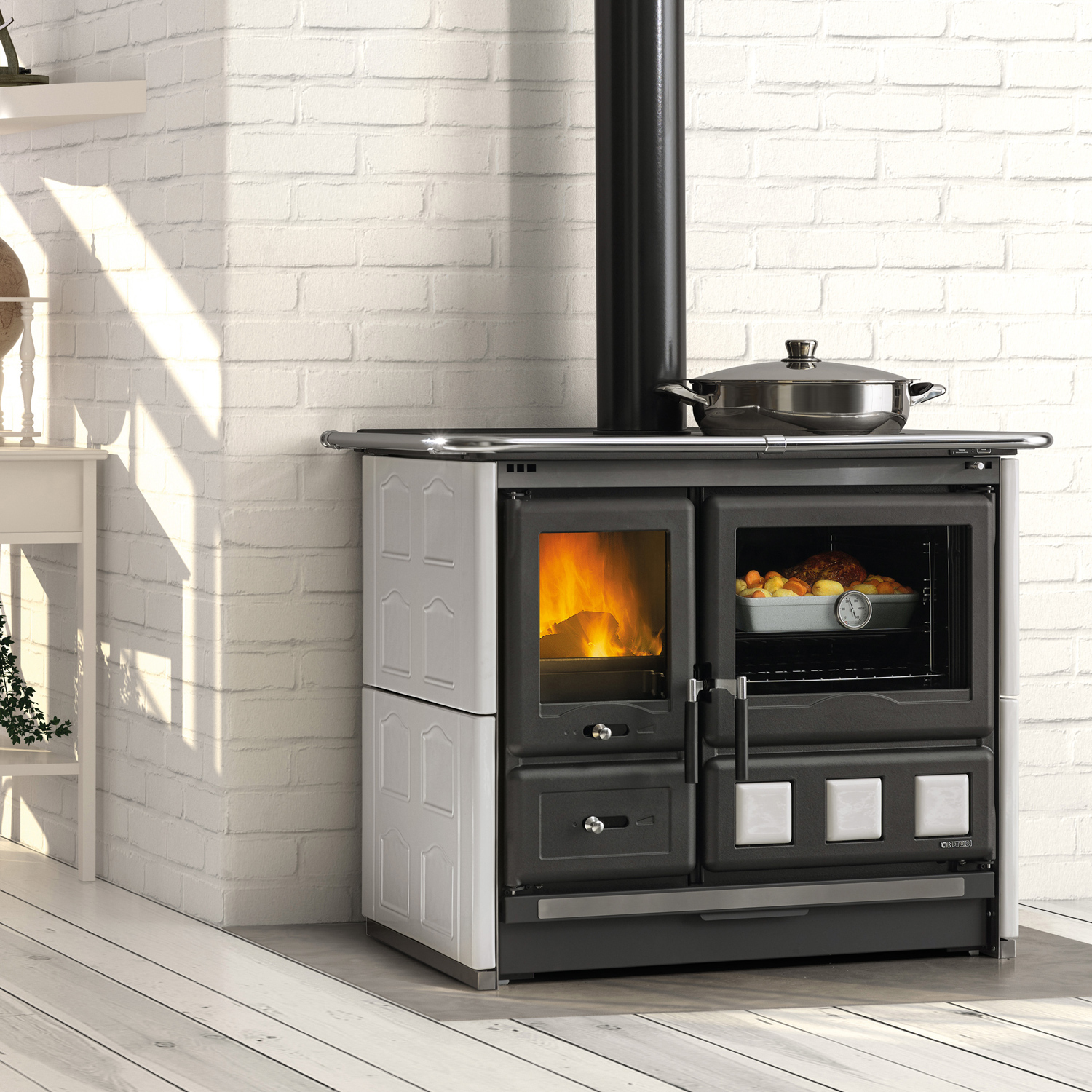 La Nordica Rosa XXL.16 cuisinière à bois Majolica blanc Infinity