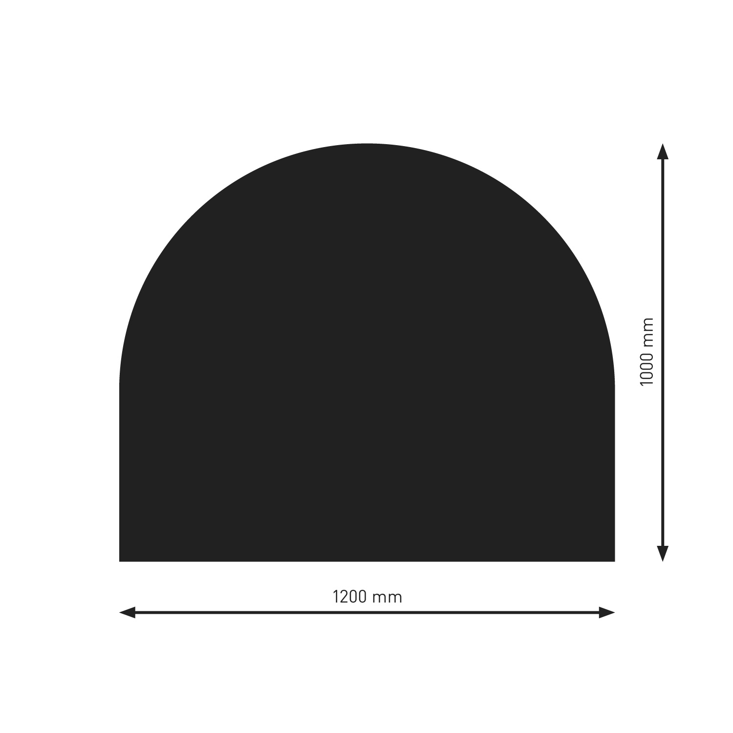 Plaque de sol Raik B3 demi-ronde noire thermolaquée 1000 x 1200 mm