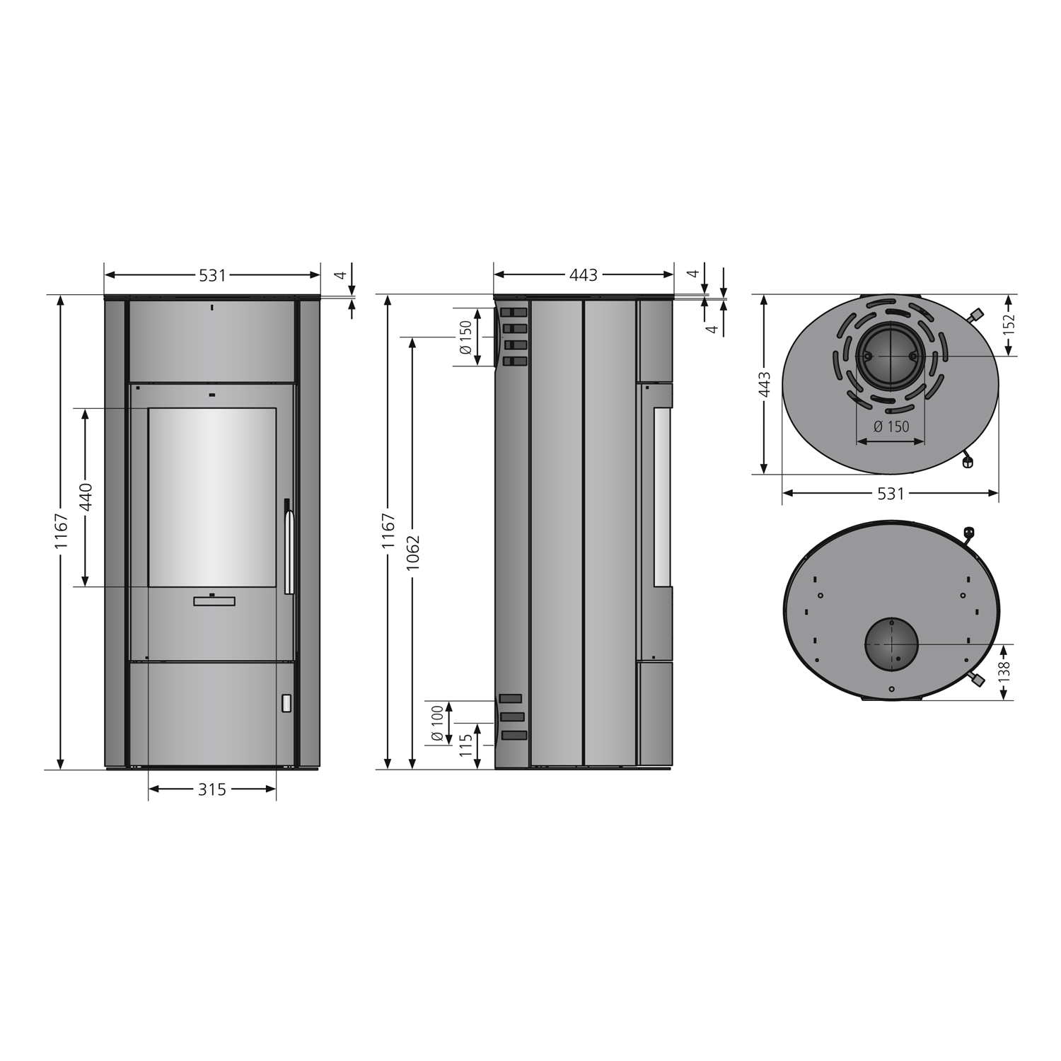 Poêle à bois Oranier Polar W+ 2.0 en acier noir