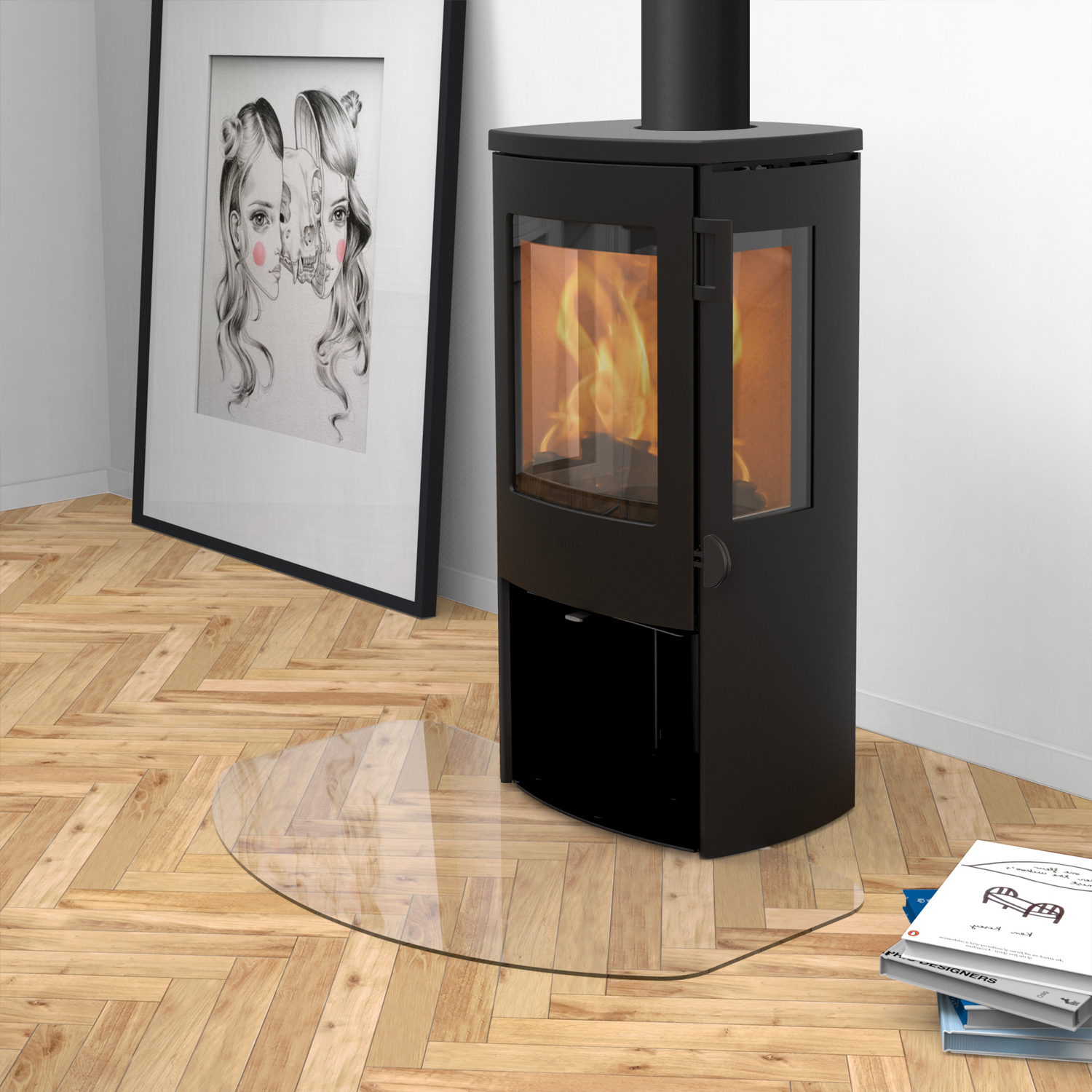 Poêle à bois Lotus Mondo 3G Noir, sortie de fumée par le haut