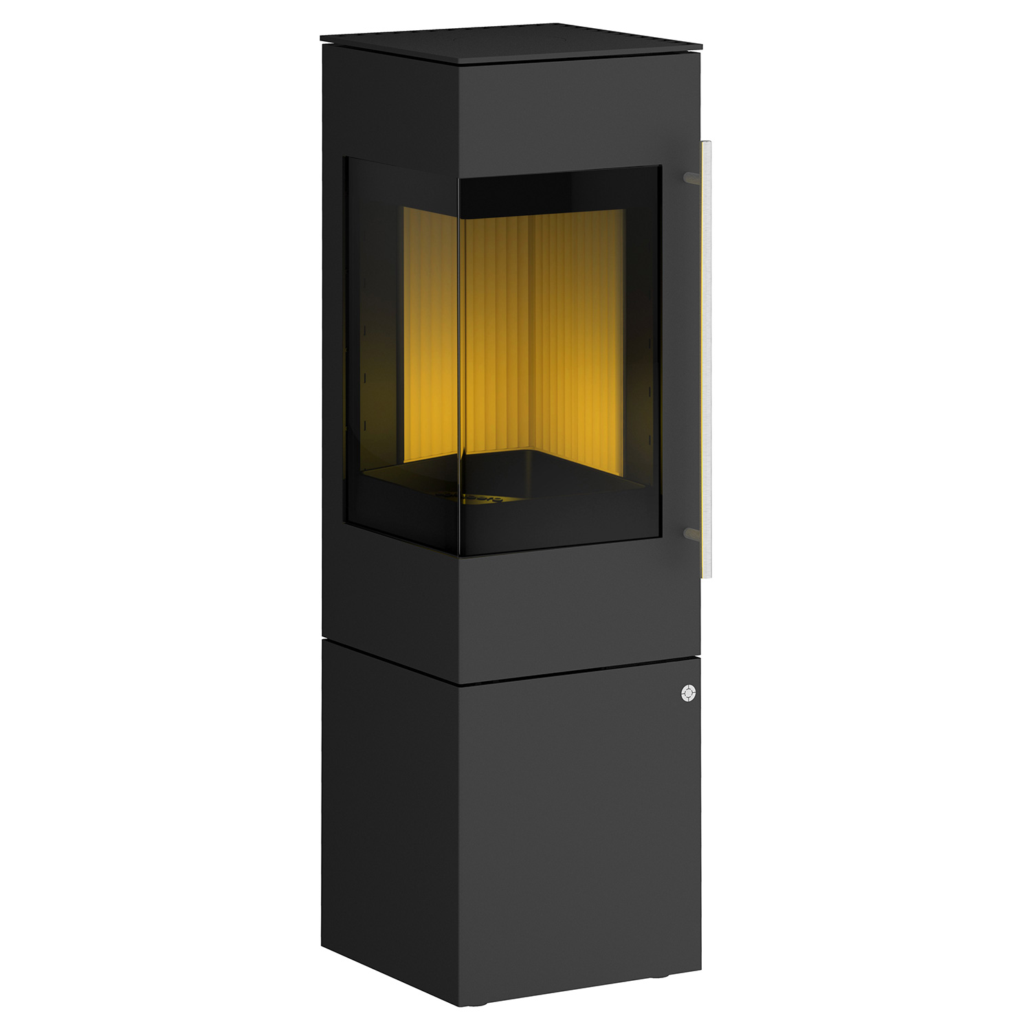 Olsberg Ipala Smart Compact poêle à bois en acier noir, charnière de porte à gauche, porte en acier avec module PowerBloc! inclus PowerBloc!