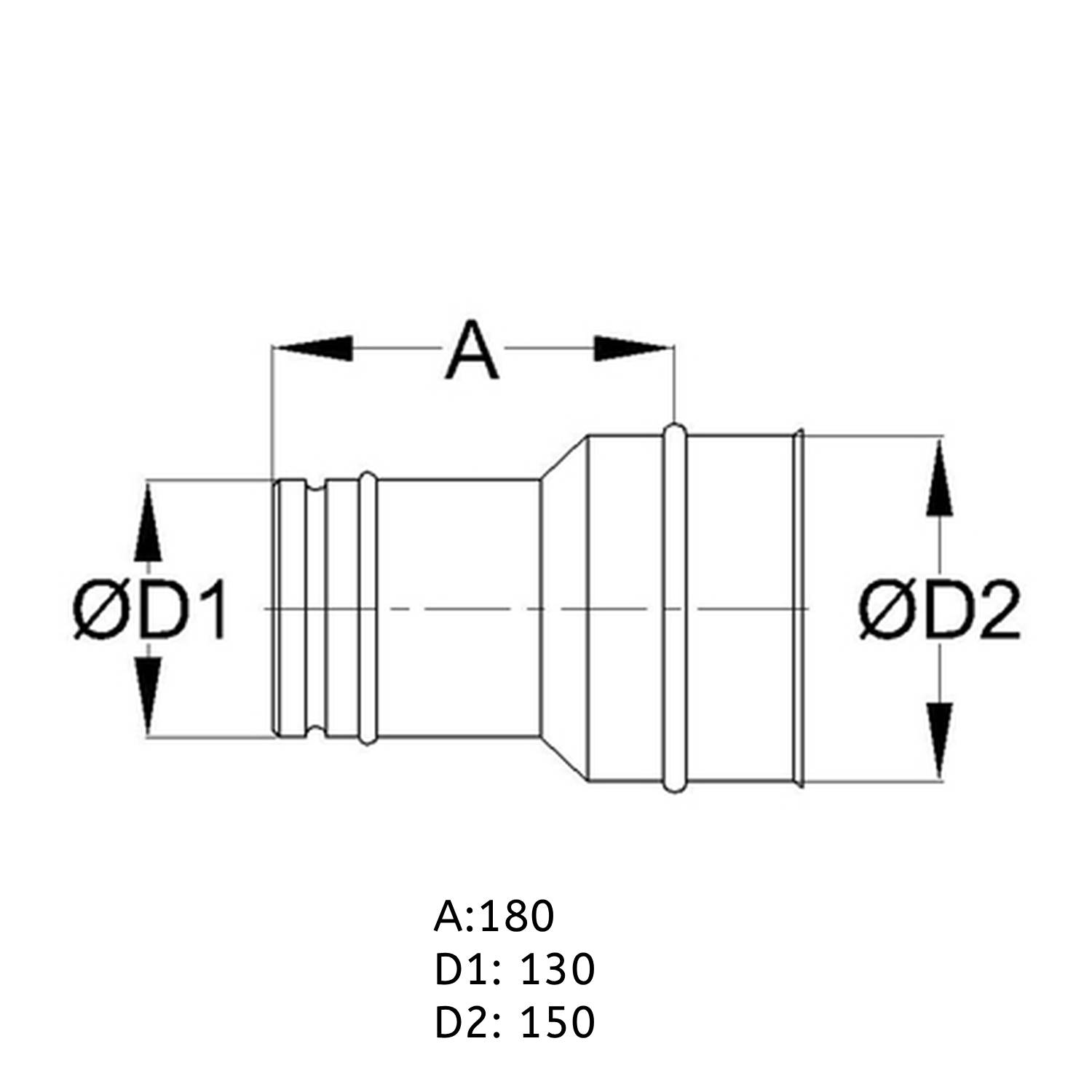Schiedel extension ICS double paroi 130mm - 150mm brillant