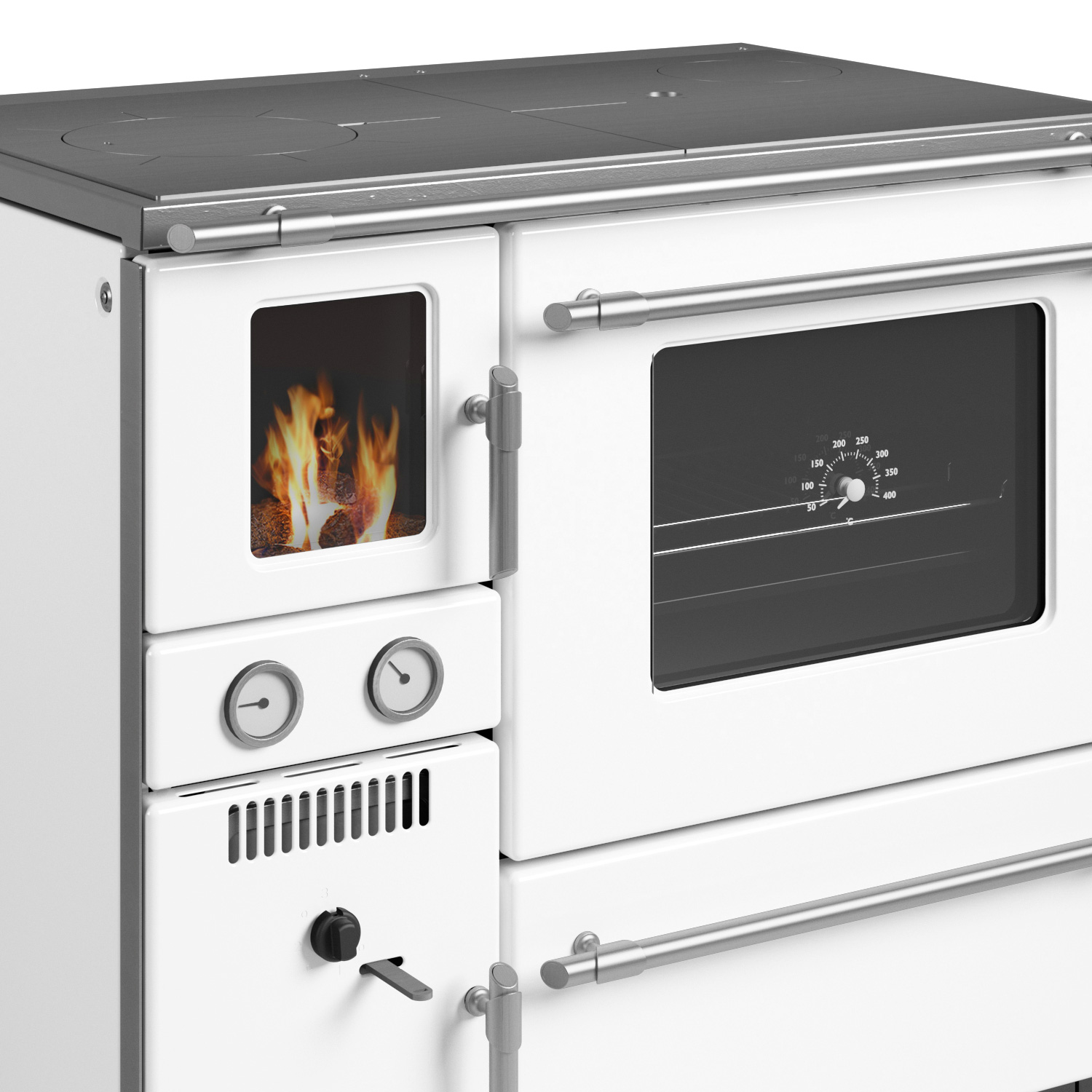 Wamsler K 148 poêle de cuisine avec conduit d'eau Blanc/Mat, conduit de fumée à droite
