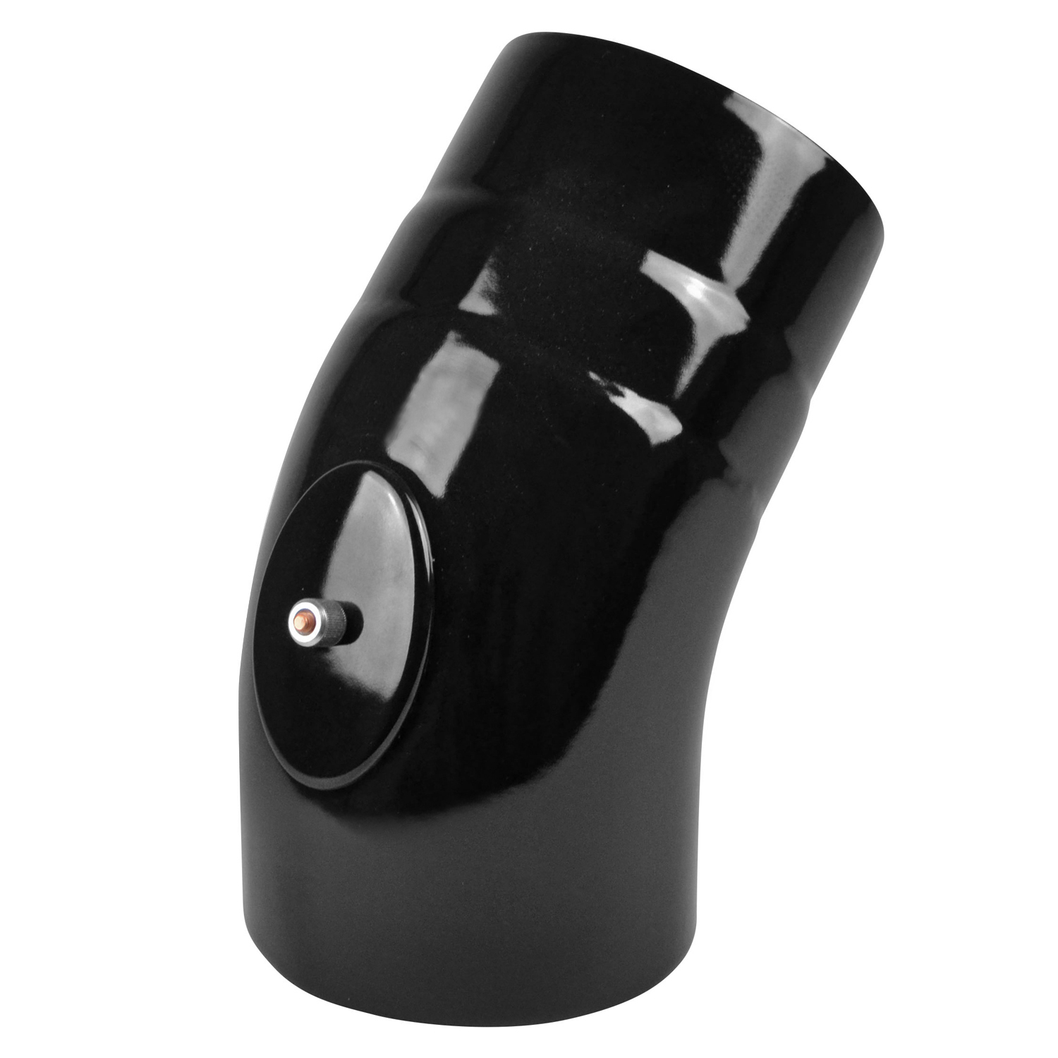 Coude de conduit de fumée / Coude de tuyau de poêle émaillé 130mm - Coude 45° lisse Noir avec ouverture de nettoyage